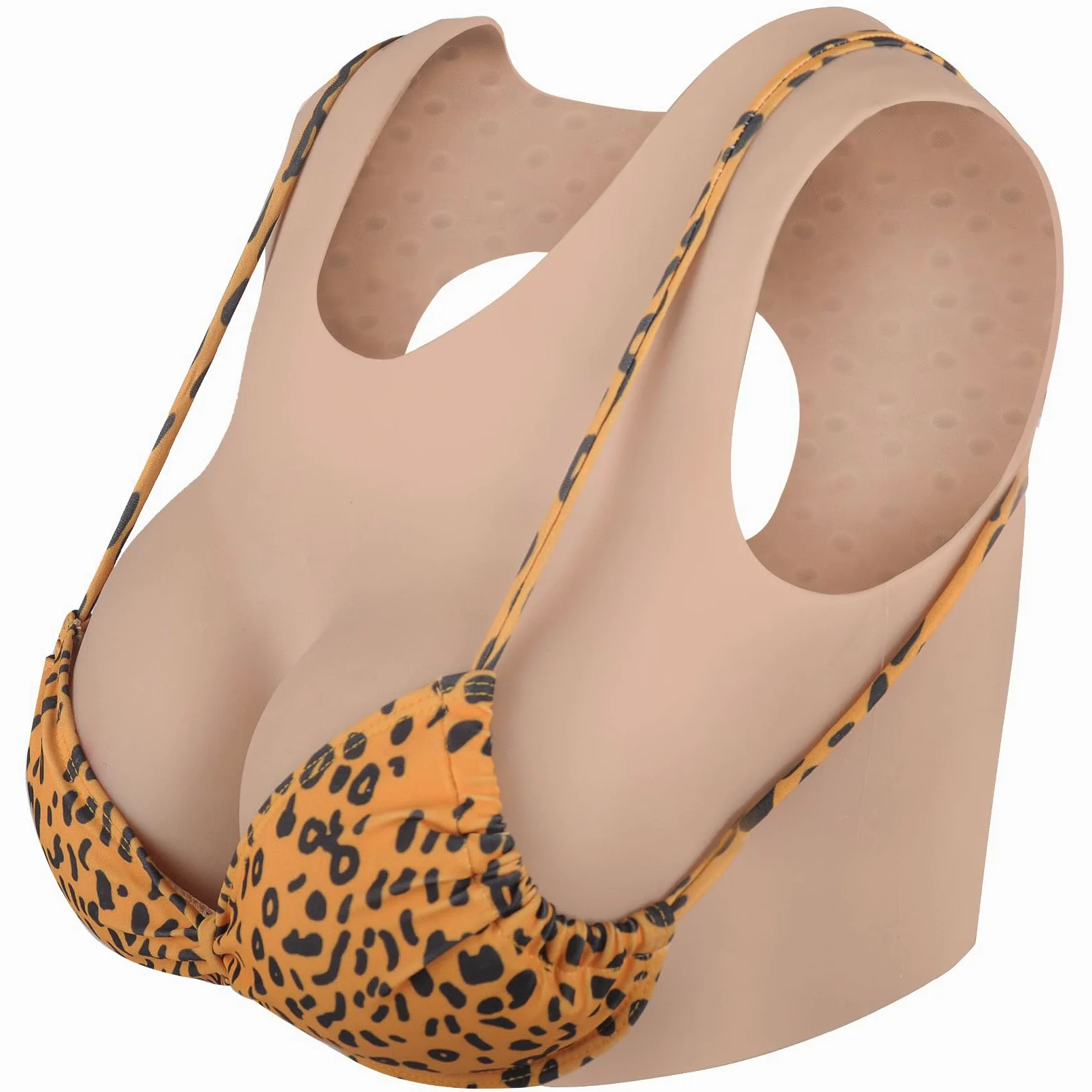 Senos Artificiales de Silicona para Travestis Cuello Redondo Estilo Chaleco para Transgéneros Cosplay y Espectáculos de Drag Transición MTF