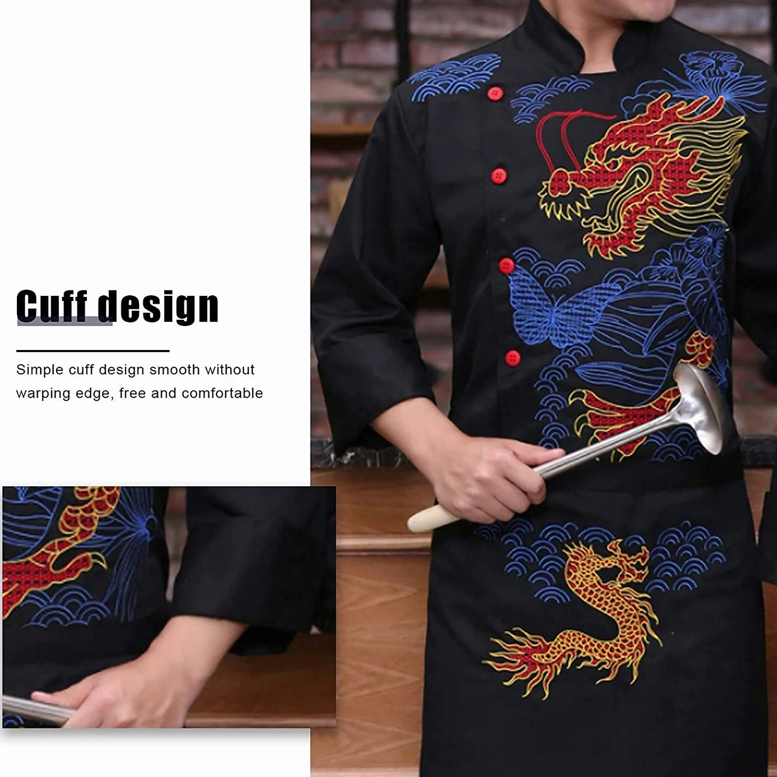 Ropa de Cocinero Profesional Chef Wear Western Restaurant Unisex Chef Coats Bakery Servicio De Alimentos De Panadería Chef Chef Uniforme (Color : White, Size : E(3XL))