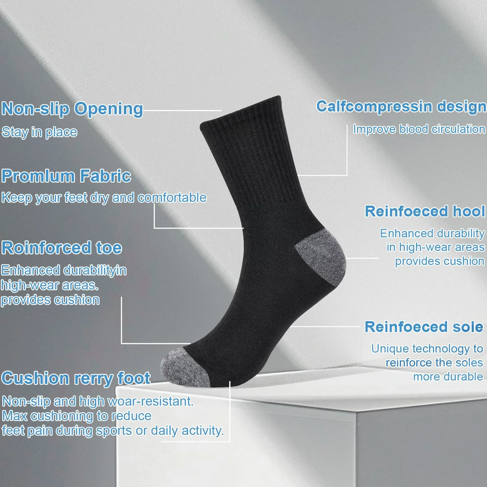 20 pares de calcetines unisex de algodón acolchados que absorben la humedad, cómodos, para entrenamiento, senderismo, deportes y correr