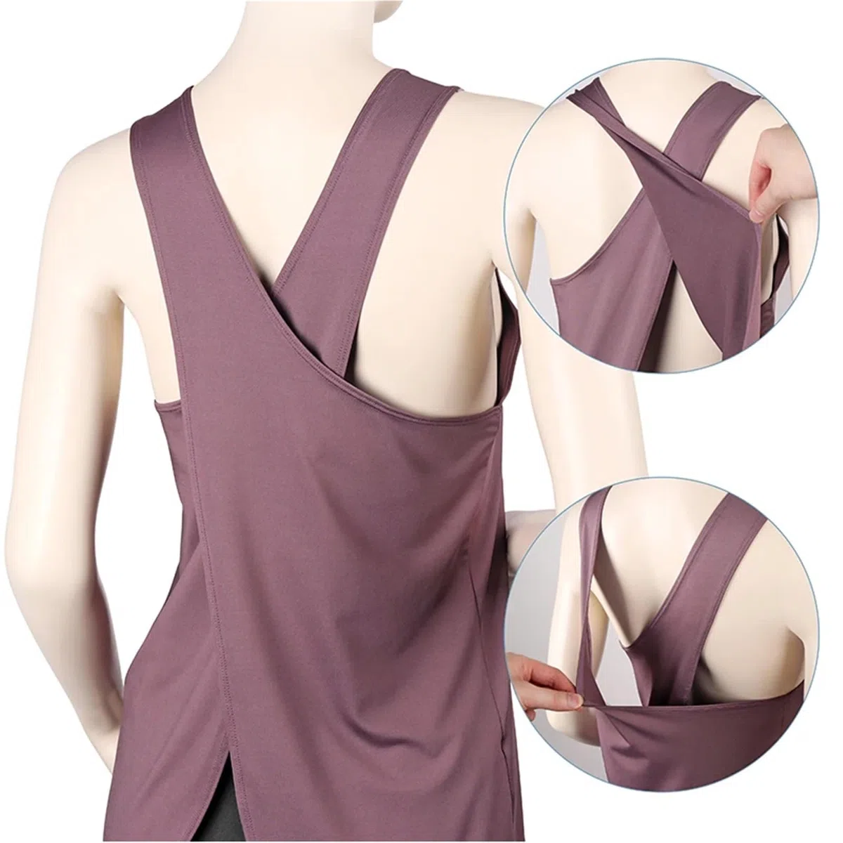 Camiseta de Yoga for Mujer, Camiseta Gimnasio, Camisetas Deportivas Secado rápido, Top con Espalda Cruzada, Fitness for, Deportivo sin Mangas, Chaleco para Mujer