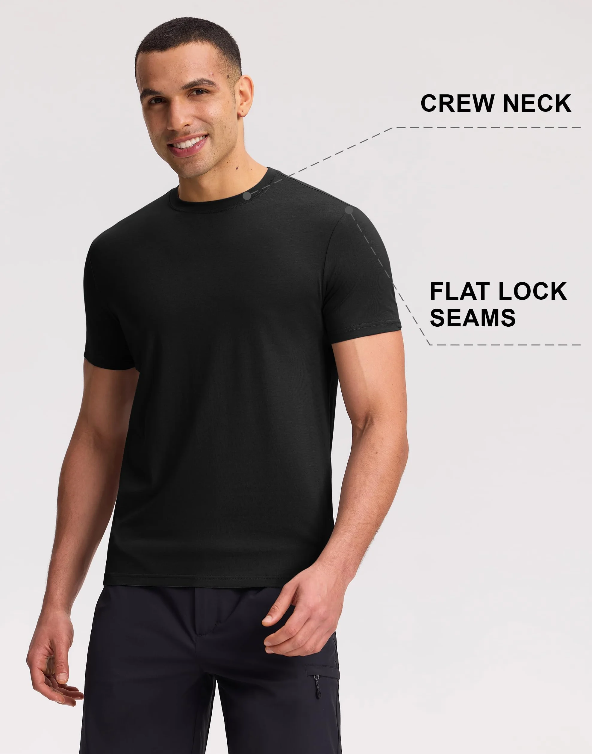 Pioneer Camp Camiseta de bambú para hombre, ultrasuave, color blanco, monocromo, camiseta para hombre, cuello redondo refrescante, camiseta básica casual