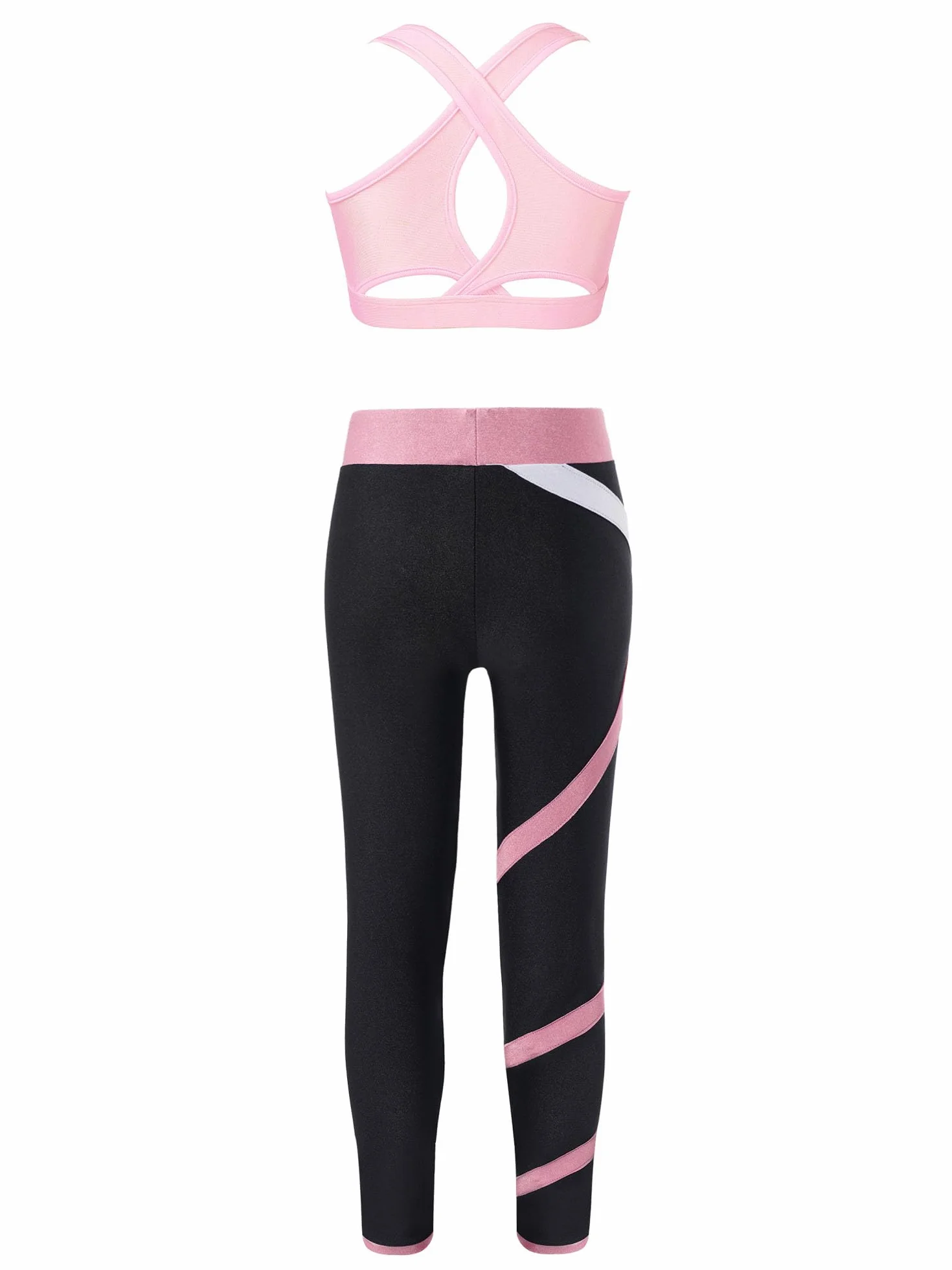 IEFIEL Conjuntos Deportivos para Niña Top Deportivo Estampado Moda+Leggings Largos Ropa Deporte de Correr Yoga Maillot Gimnasia Ritmica