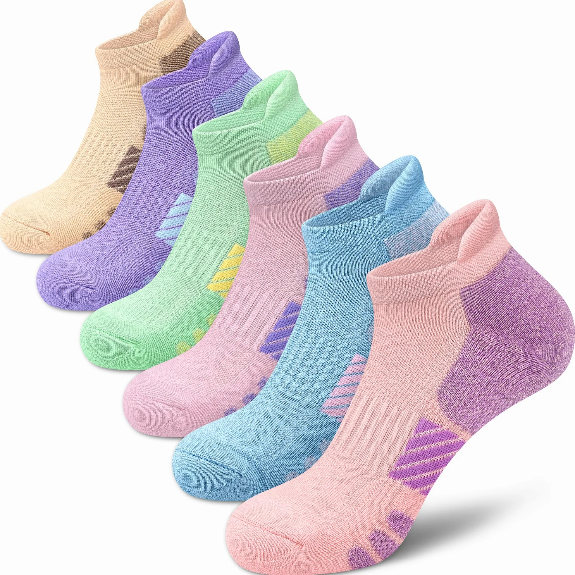 Calcetines tobilleros deportivos acolchados para mujer, 6 pares