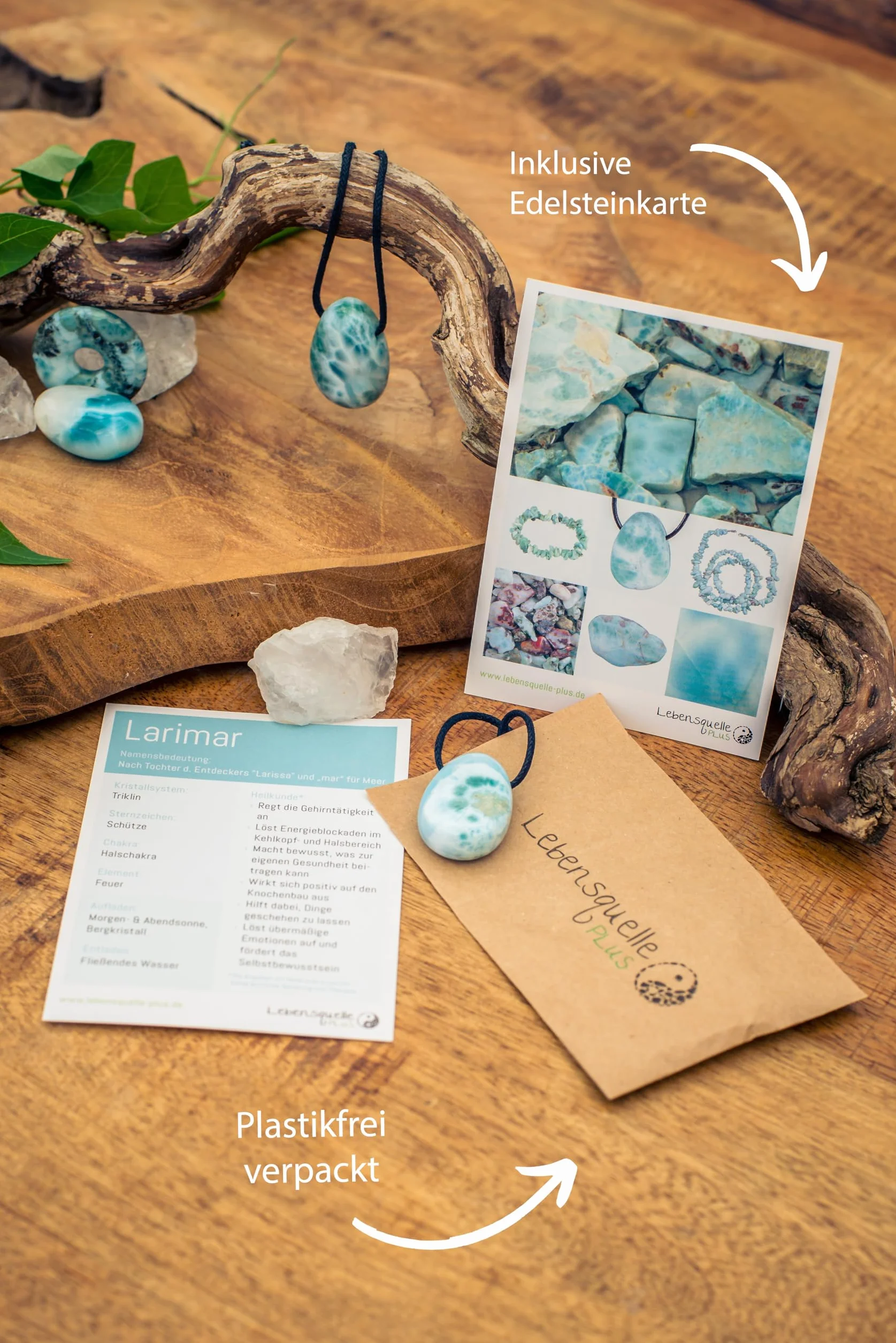 Larimar Colgante Piedra Rodada Perforada Cinta Algodón