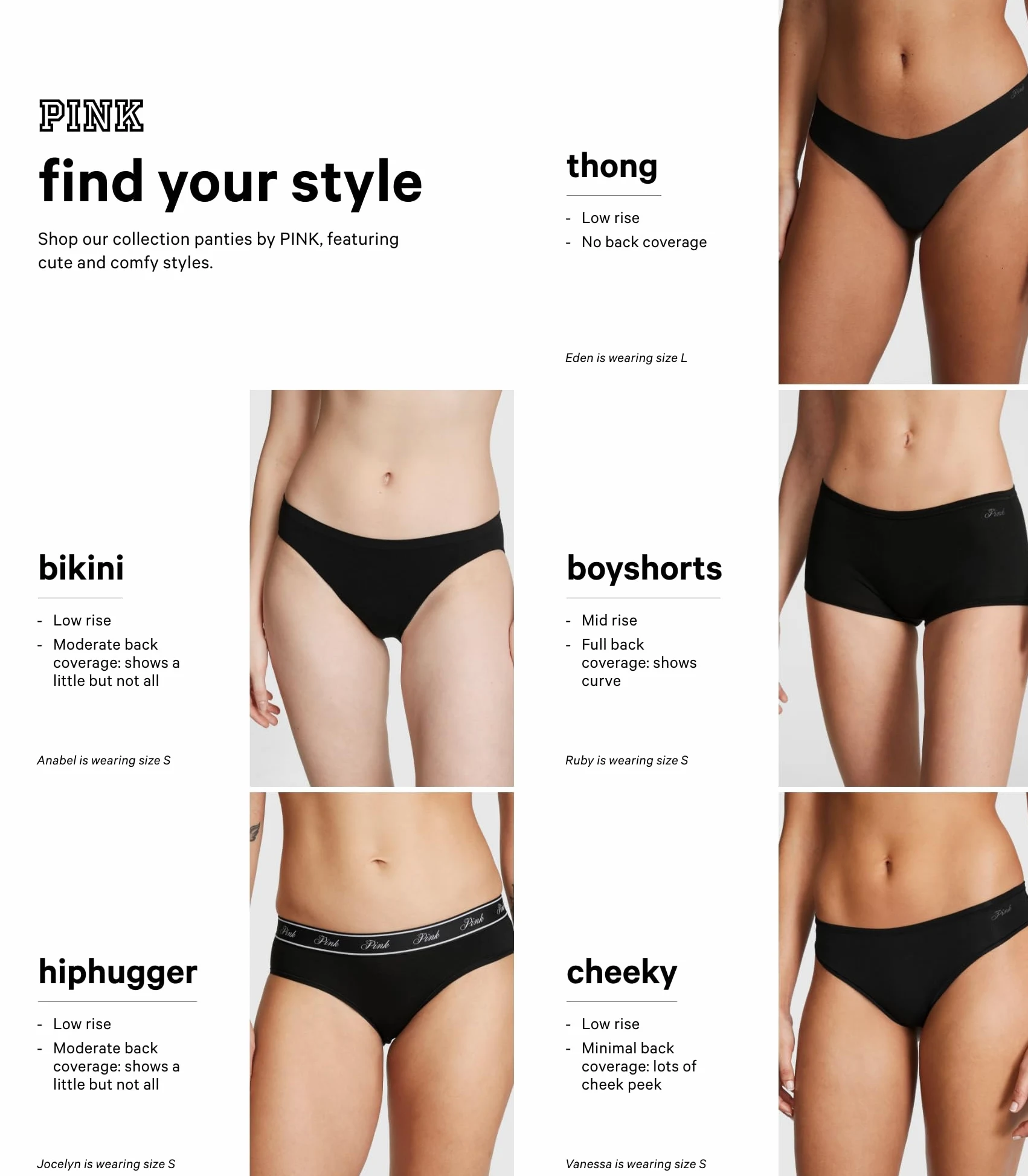 Victoria's Secret PINK - Tanga invisibles para mujer, paquete múltiple (XS-XXL)