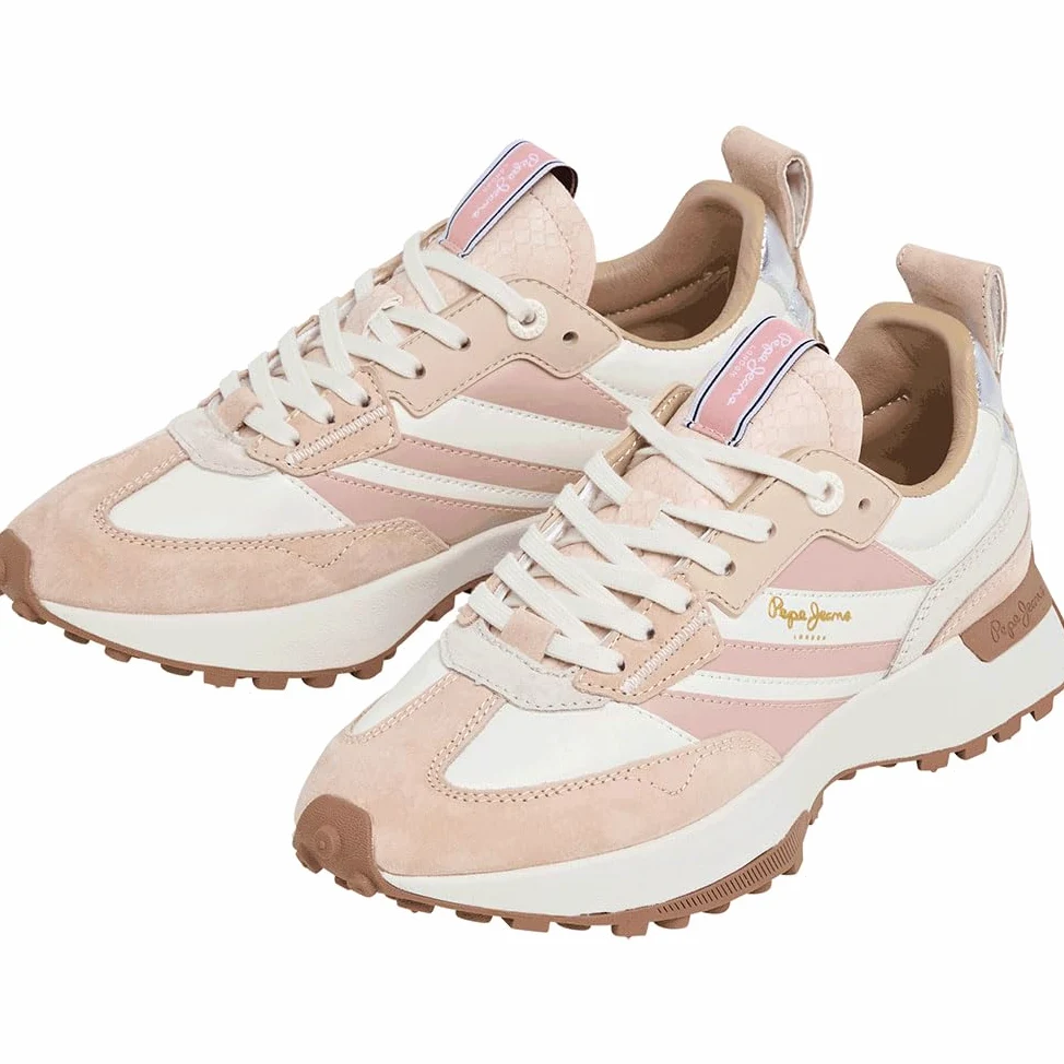 Pepe Jeans Tenis Lucky Original para Mujer, Beige Off Lace Beige, 5 UK