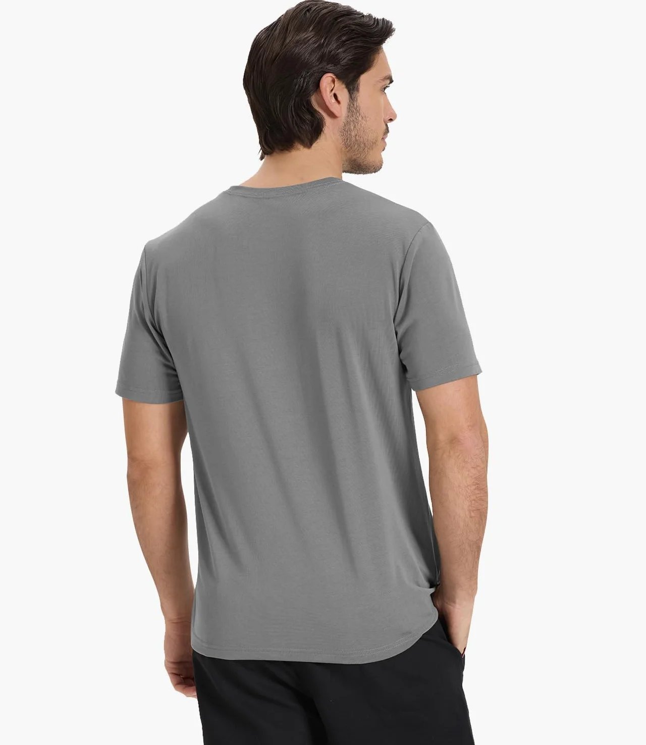 BAMBOO COOL Camisetas de cuello redondo para hombre, manga corta, pesadas, absorben la humedad, camiseta básica casual