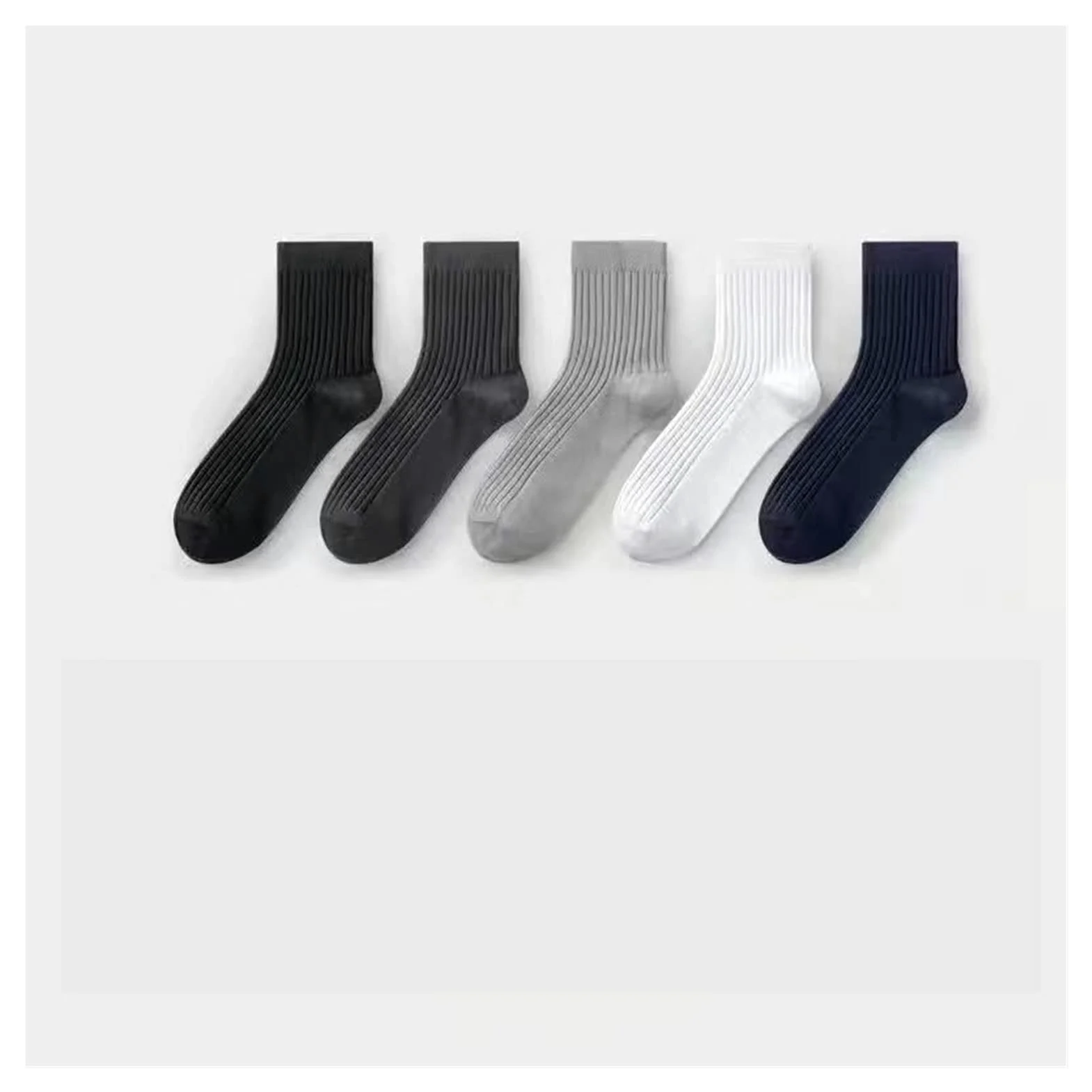 ZZSRJ Calcetines de algodón for Hombres Set 5 Pares de Calcetines de Tubos de Mediados Negros Calcetines de Negocios Medias Deportivas Cómodos Calcetines de Hombres Grandes
