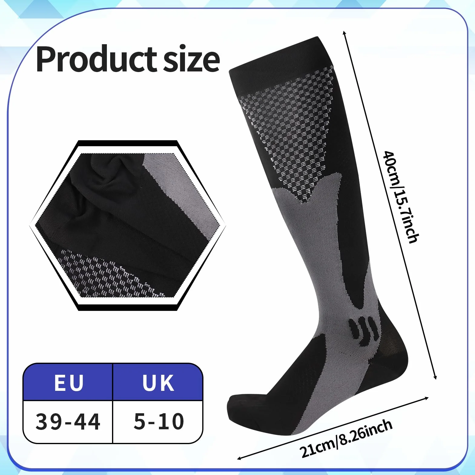 Utensilsto Calcetines de Compresión Unisex 15-25 mmHg Deportivos Elásticos Hombre Mujer Correr