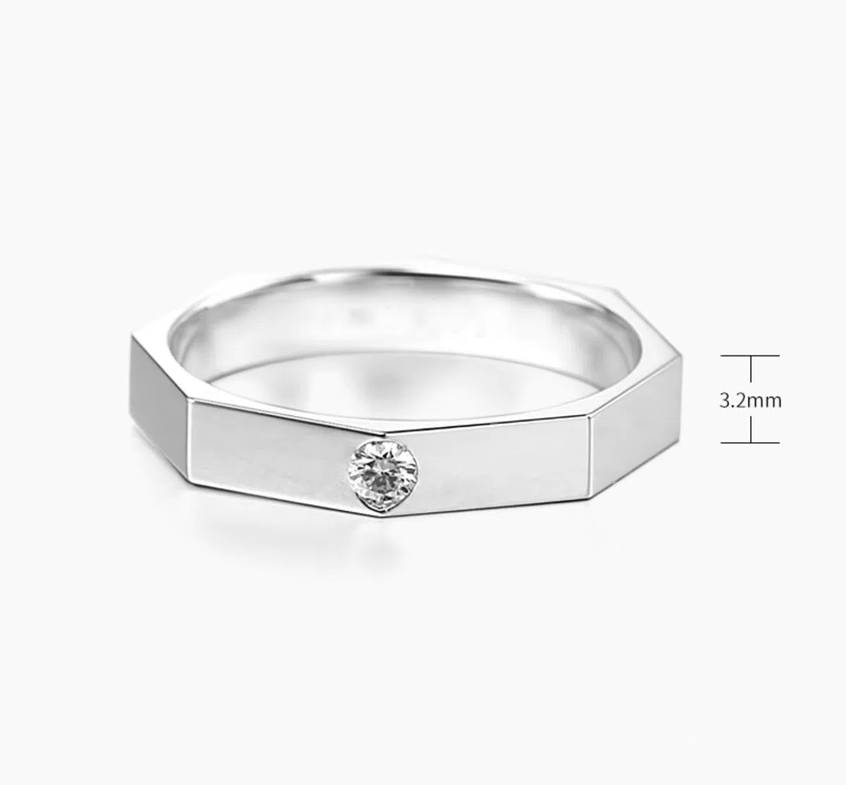 Anillo de compromiso para novio, anillo meñique para hombre, plata con diamante de 0,05 quilates Pt950 y oro blanco de 9 quilates, 14 quilates y 18 quilates