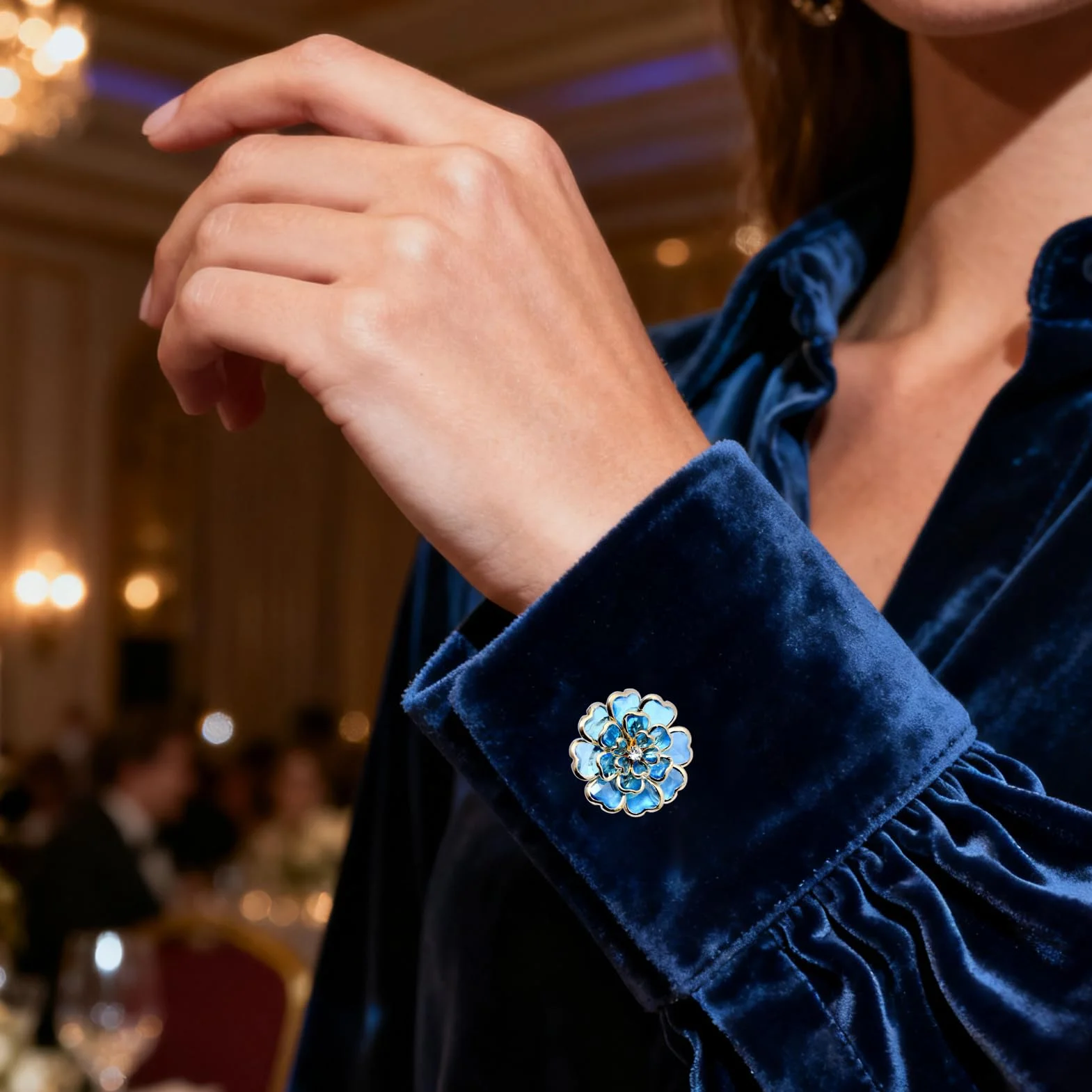 Fundas de botones de flores para mujer, camisas con diamantes de imitación, gemelos, clips decorativos, kit de costura, accesorios de vestir