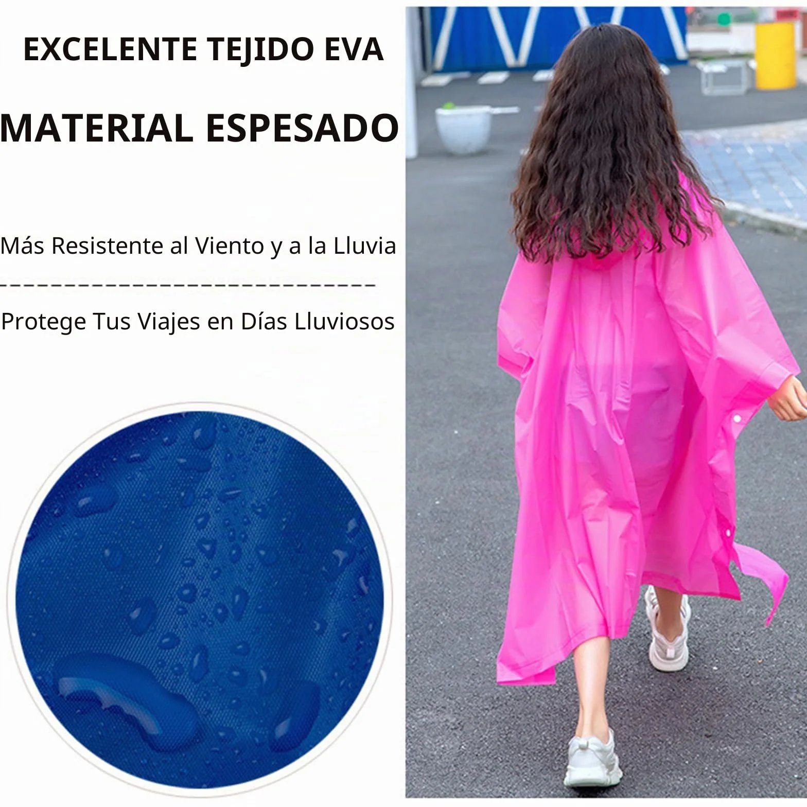 flintronic Poncho De Lluvia Para Niños, Poncho Impermeable Suficiente Espacio Mochilas Niños Niñas, Ligero Reutilizable, Eva Chubasquero Con Capucha Y Botones Para Escuela Senderismo Ciclismo Viajes
