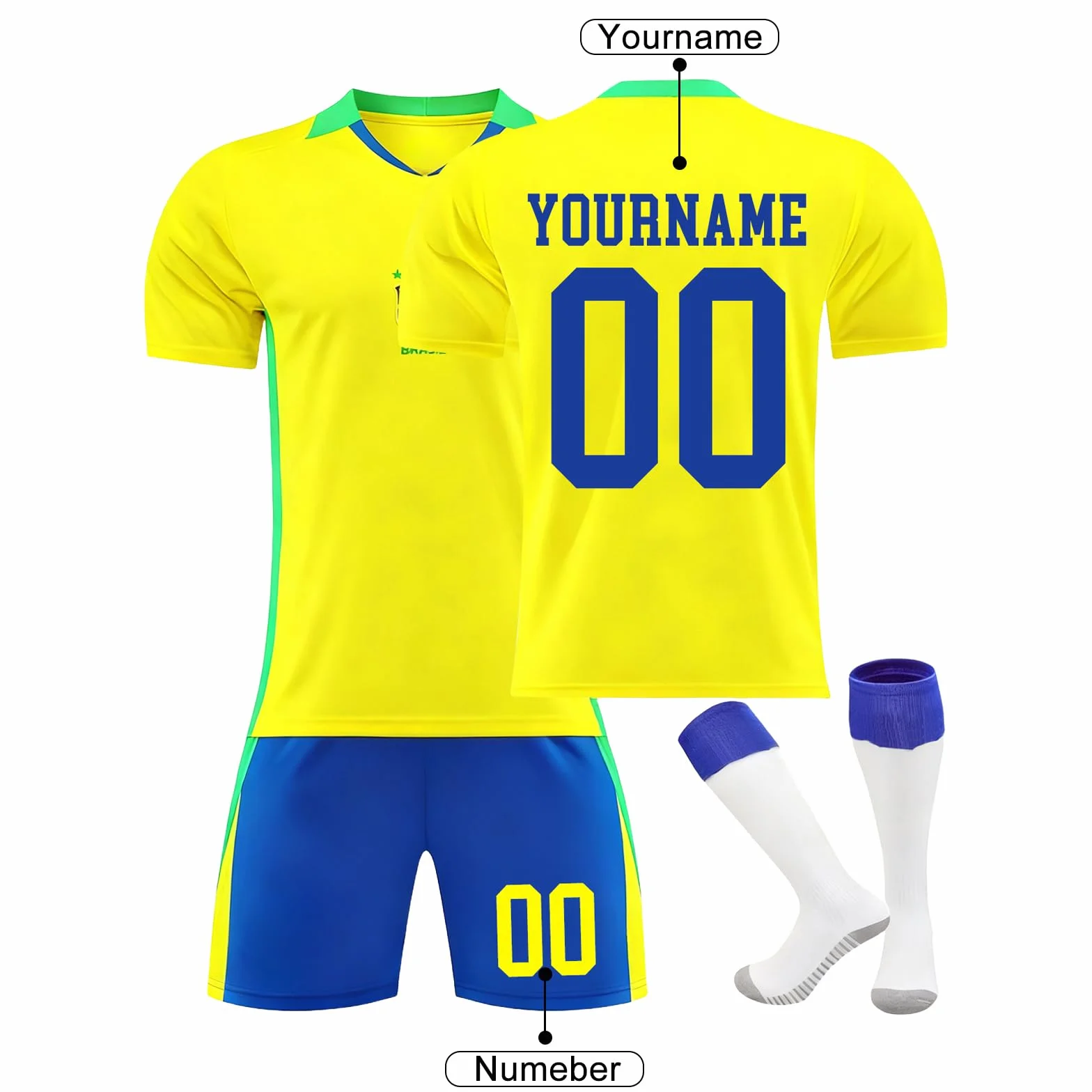 Camiseta de Fútbol Copa Mundial 2026 Personalizadas para Hombres y Niño, Copa Mundial equipación Fútbol DIY Nombre Número con Conjunto Top Pantalón Corto y Calcetines Regalo de Futbol