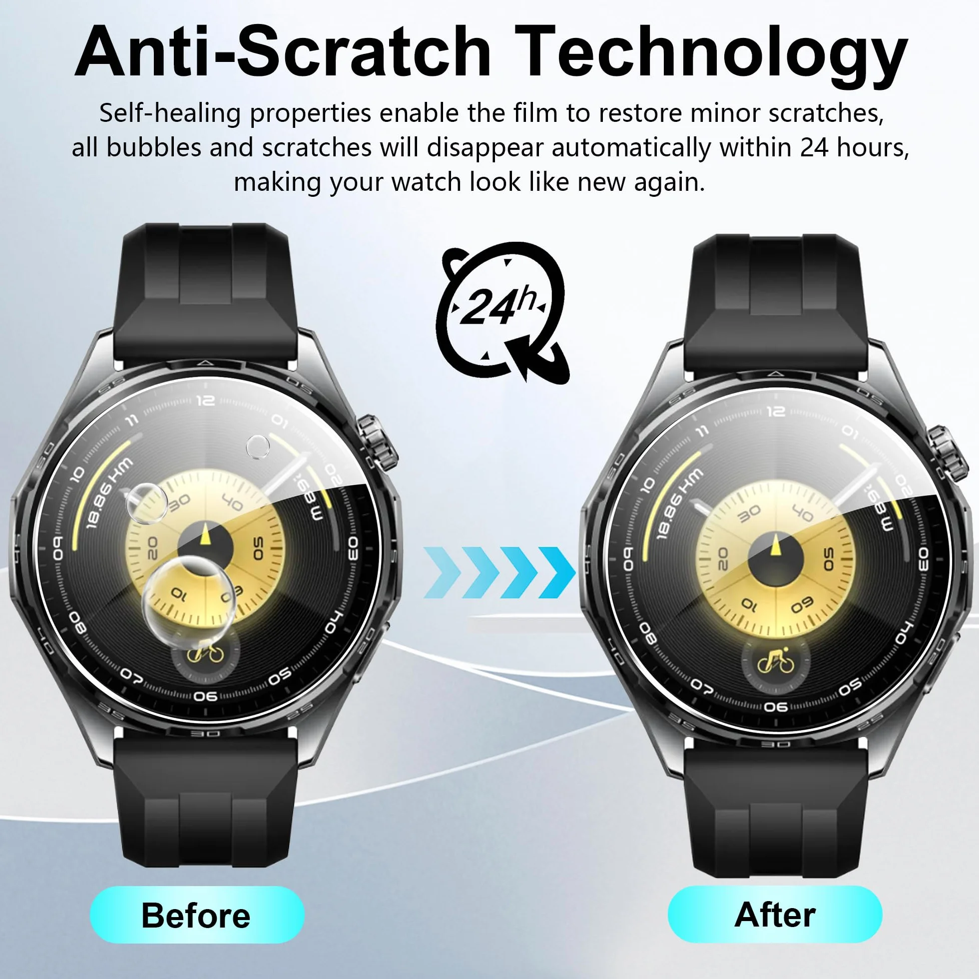 3 Pack Cristal Templado para Huawei watch GT 6 46mm Protector de Pantalla con marco de posición, HD Vidrio Templado [ Anti-arañazo] [ Sin Burbujas] fácil instalación