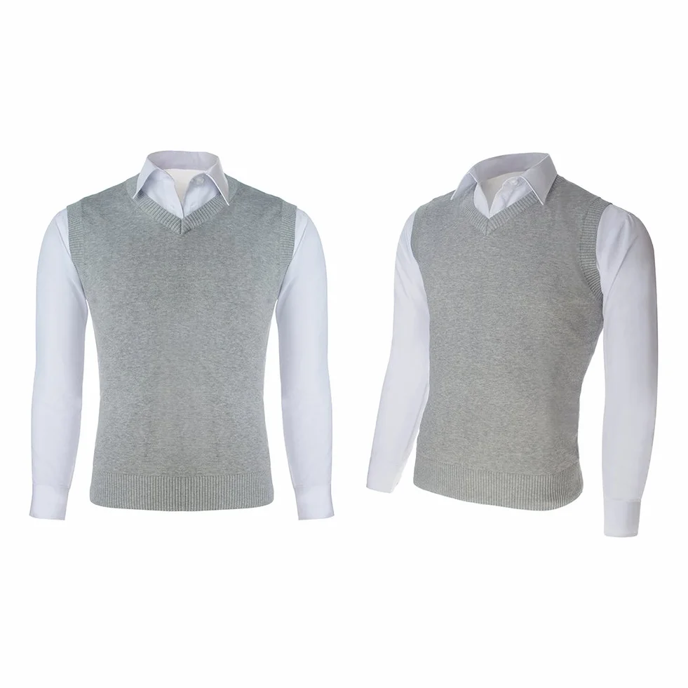 TopTie Chaleco de suéter Liso de Color sólido de Negocios para Hombre, Jersey Informal de Ajuste de algodón