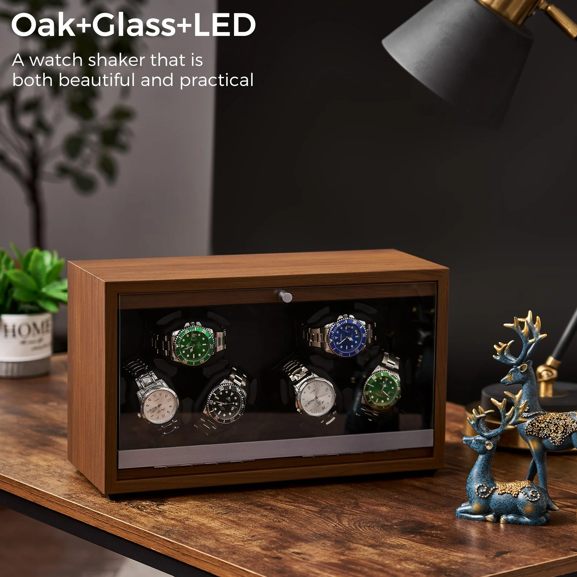 ANWBROAD Caja enrolladora giratoria para 6 Relojes con LED y Motor Mabuchi supersilencioso JWW003