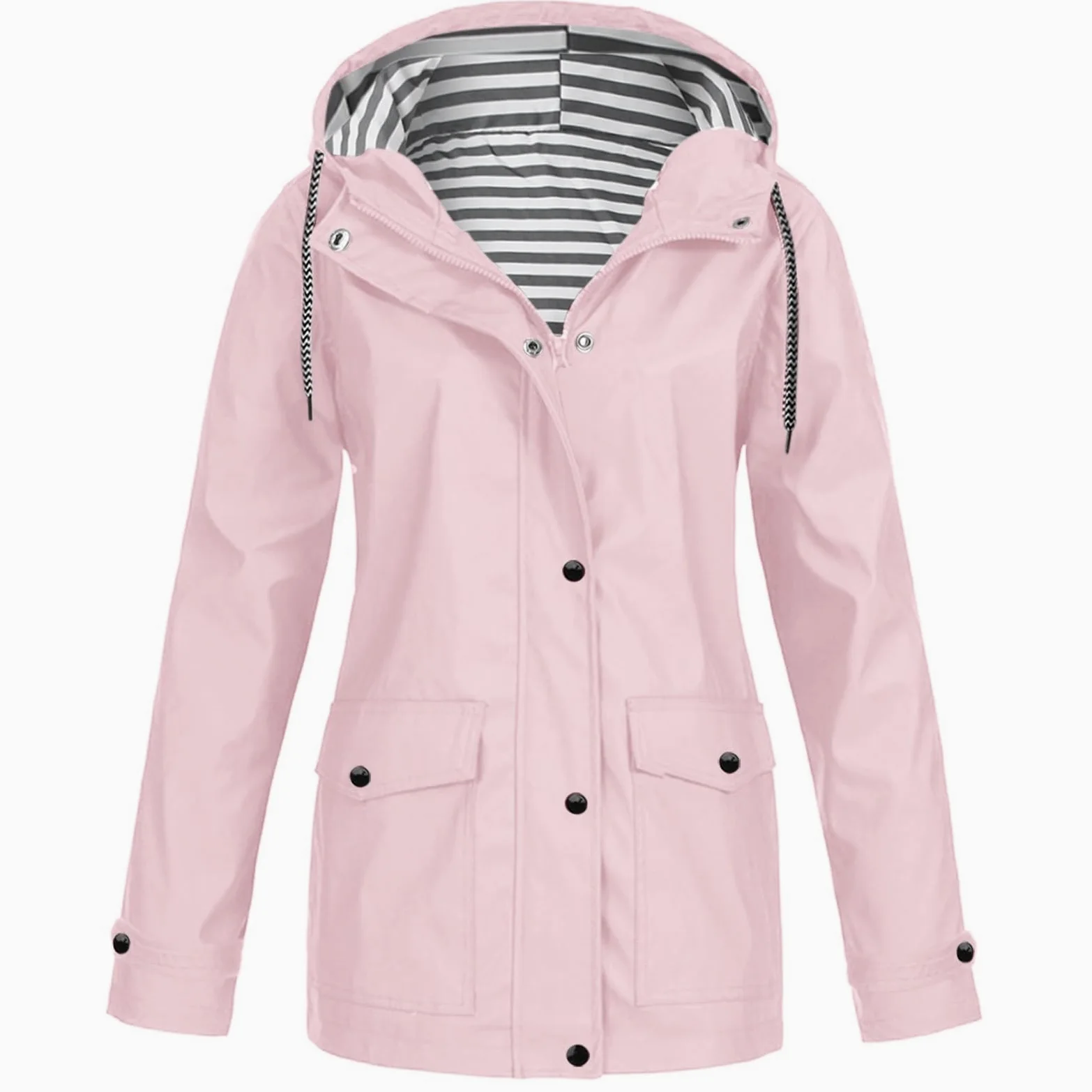 Genérico Cortavientos Impermeable Mujer-Sudadera Con Capucha Para Mujer Abrigo Impermeable Para La Lluvia Bolsillos SóLidos Chaqueta Con Cremallera Entrenamiento Chaqueta De Lluvia A De Al Libre