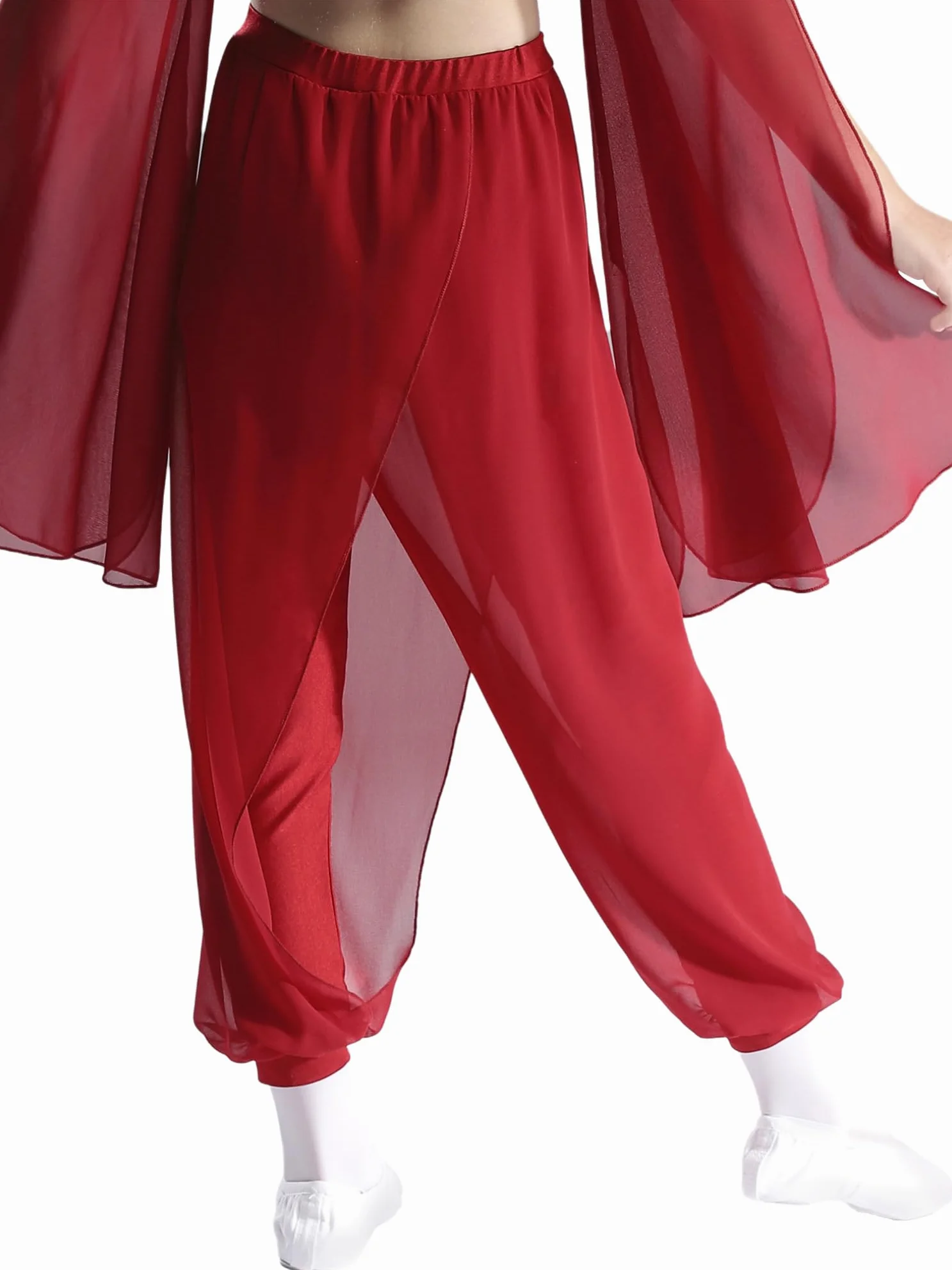Pantalones de Baile de Gasa para Niñas Bombachos Harén Leggings de Ballet Danza Moderna