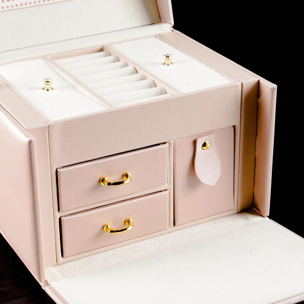 Joyero con Cajón y Bailarina para Pulsera, Anillo y Collar, Regalo para Niñas (rosa)