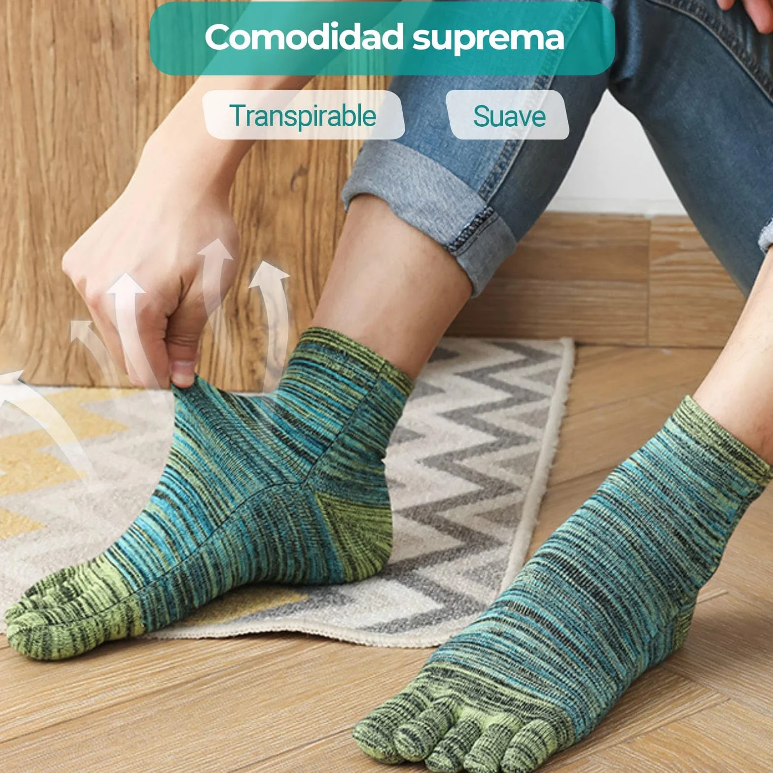 Calcetines 5 Dedos Hombre 4 Pares 39–45 Algodón Transpirables Antideslizantes Antiampollas Secado Rápido Running Gimnasio