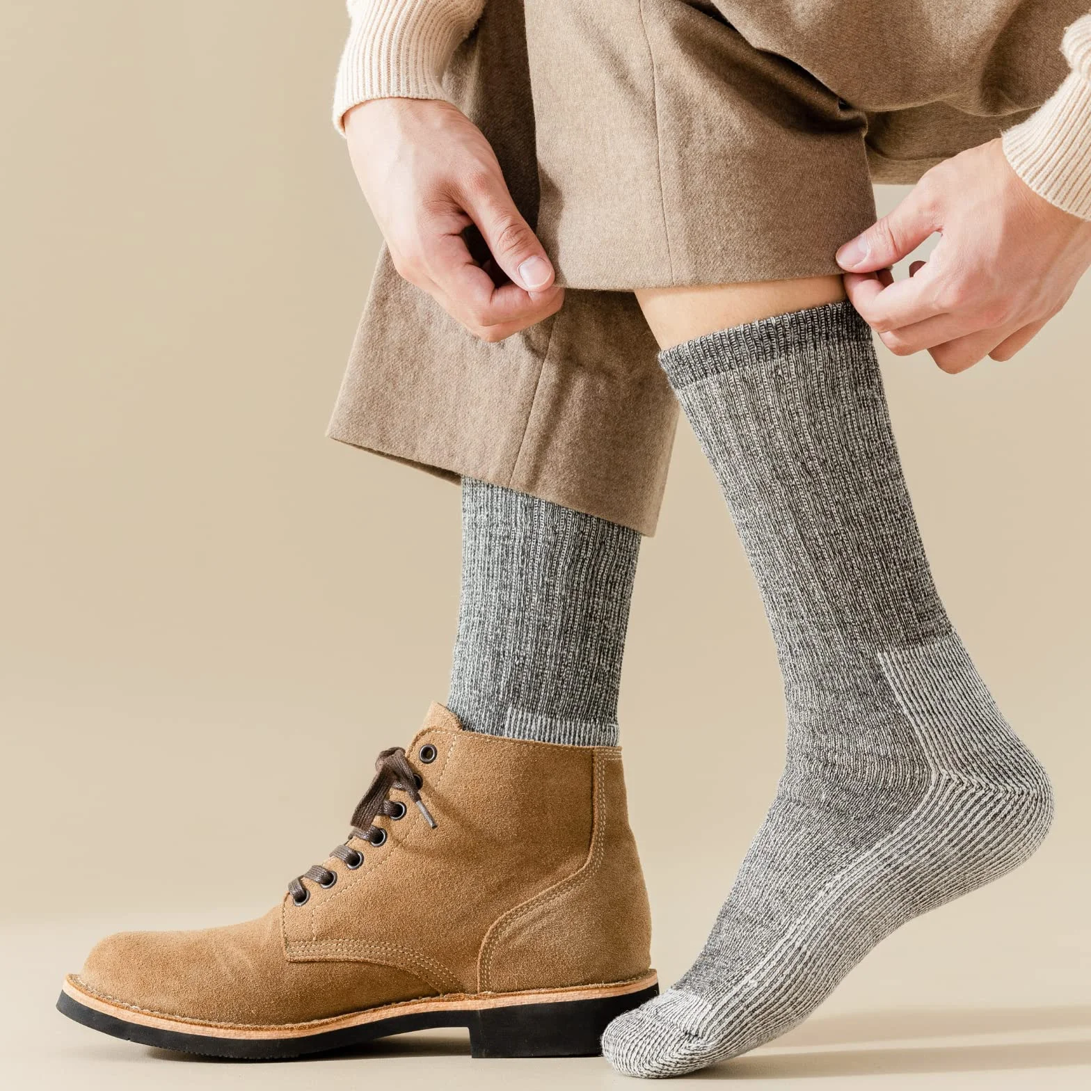 Vihir Calcetines de merino para hombre – Tubo largo Merino Sport Calcetines para esquí, trekking, senderismo, 3 pares…
