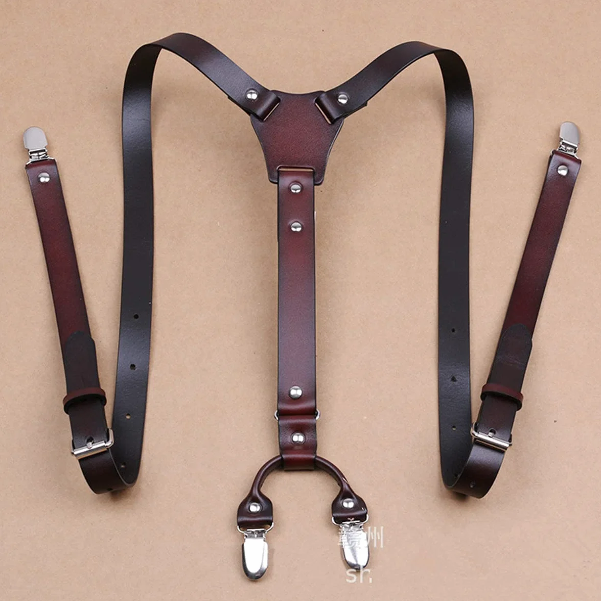 Tirantes de Cuero para Hombre, diseño en Forma de Y, Tirantes Ajustables con 4 Clips de Metal, para Padrinos de Boda, Tirantes Resistentes para Pantalones