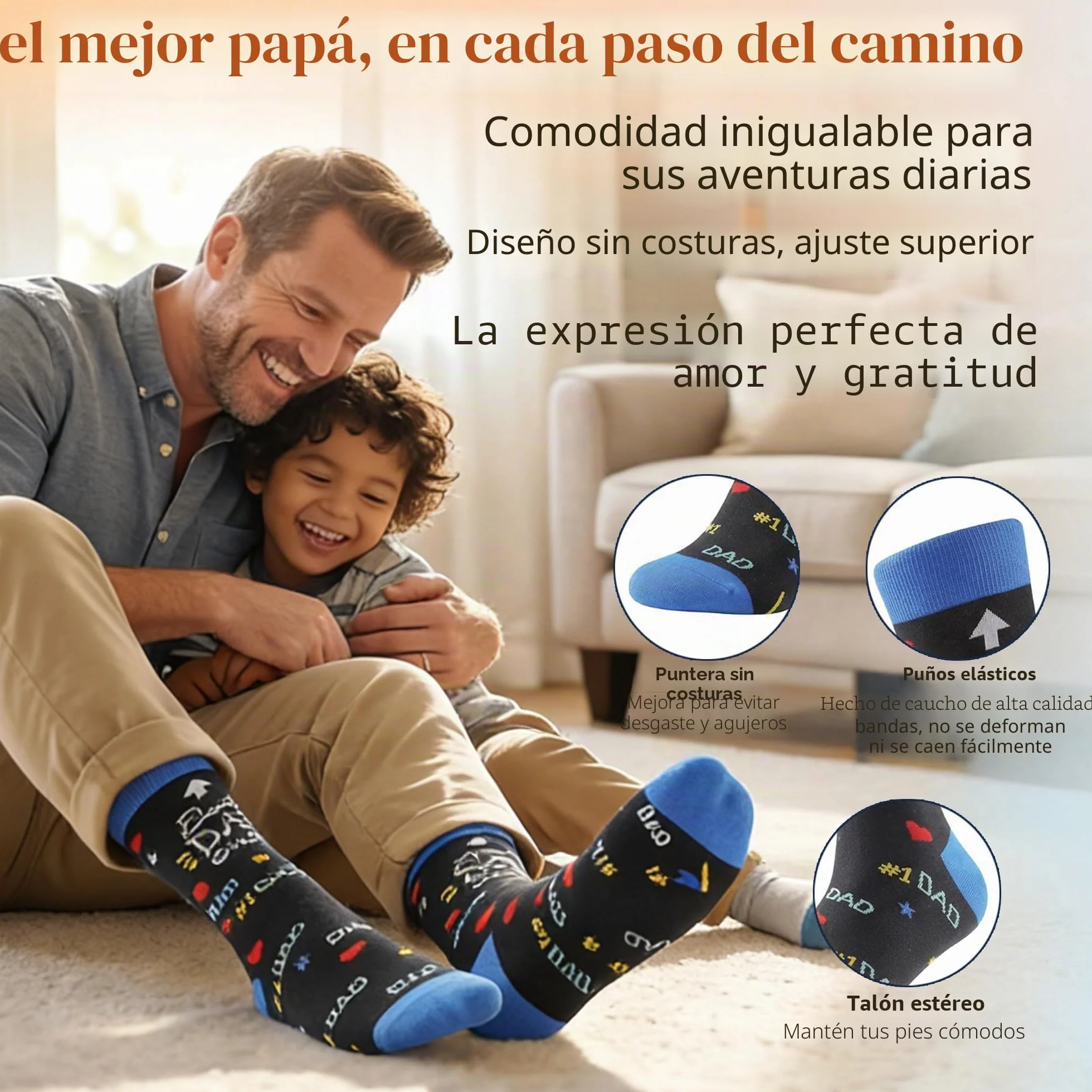 BISOUSOX Regalo de Papá Calcetines de Graciosos Hombre divertidos Estampados Algodón Calcetines dia del padre BEST DAD EVER