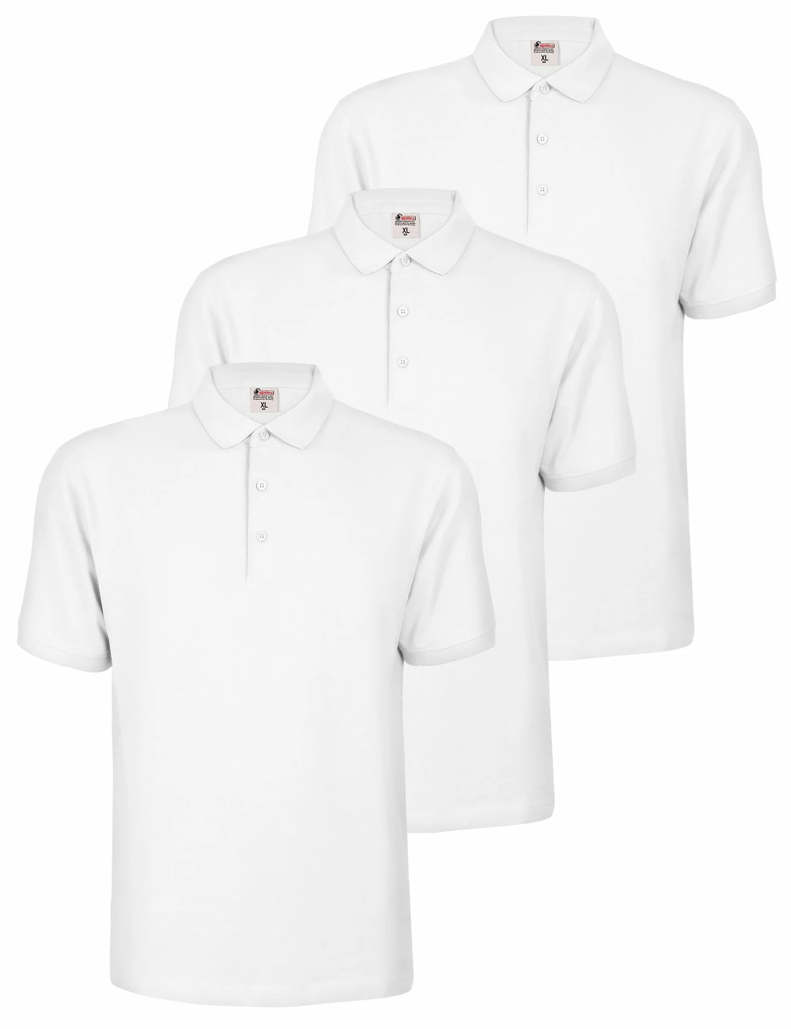 ALPIDEX Camiseta Polo Hombre Pack de 3 Manga Corta 100% Algodón Unicolor