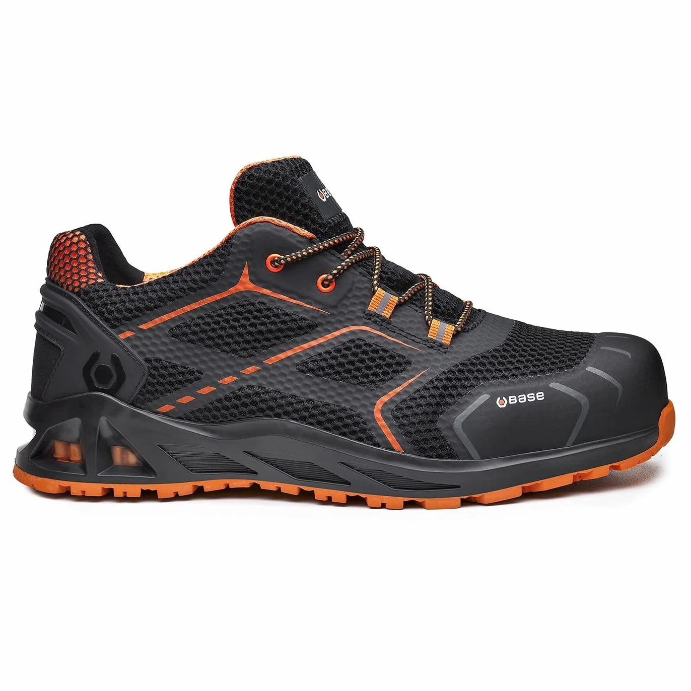 K-Move Base Protection B1004 Zapatos de Seguridad Punta de Aluminio Antiestática Suela Resistente a Perforaciones Negro/Naranja 44