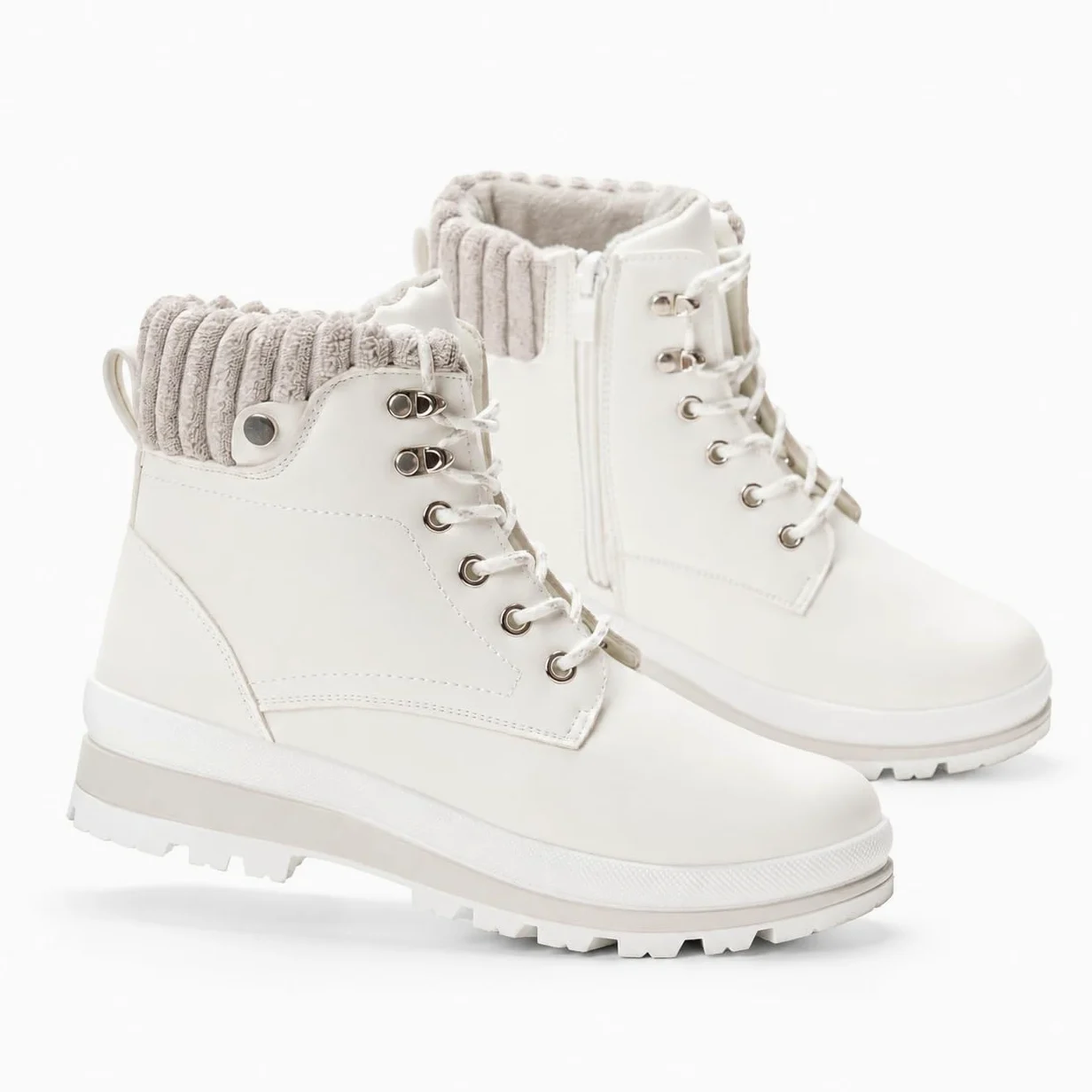 GLAMORA Botas de Nieve para Mujer, Botines de Invierno Impermeables, Antideslizantes, con Pelo, Cremallera Lateral y Cordones
