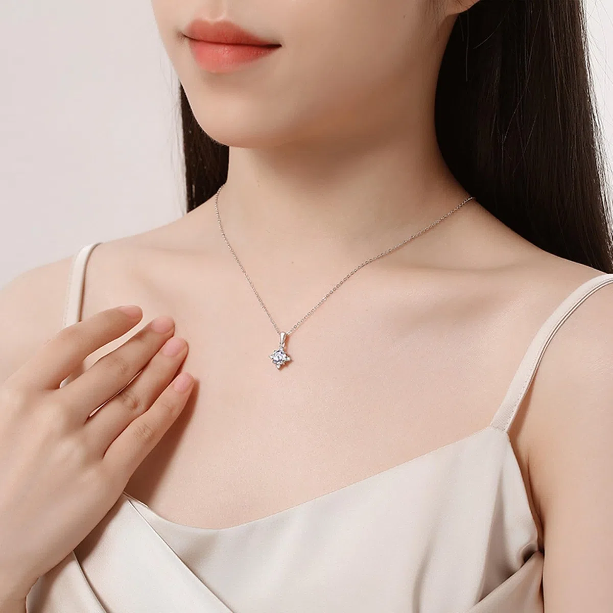 Collar de novia simple para mujer, cadena de oro blanco de 9 quilates, 14 quilates, 18 quilates con moissanita, collares de cable alargado de 9 quilates para mujer, 40 + 5 cm