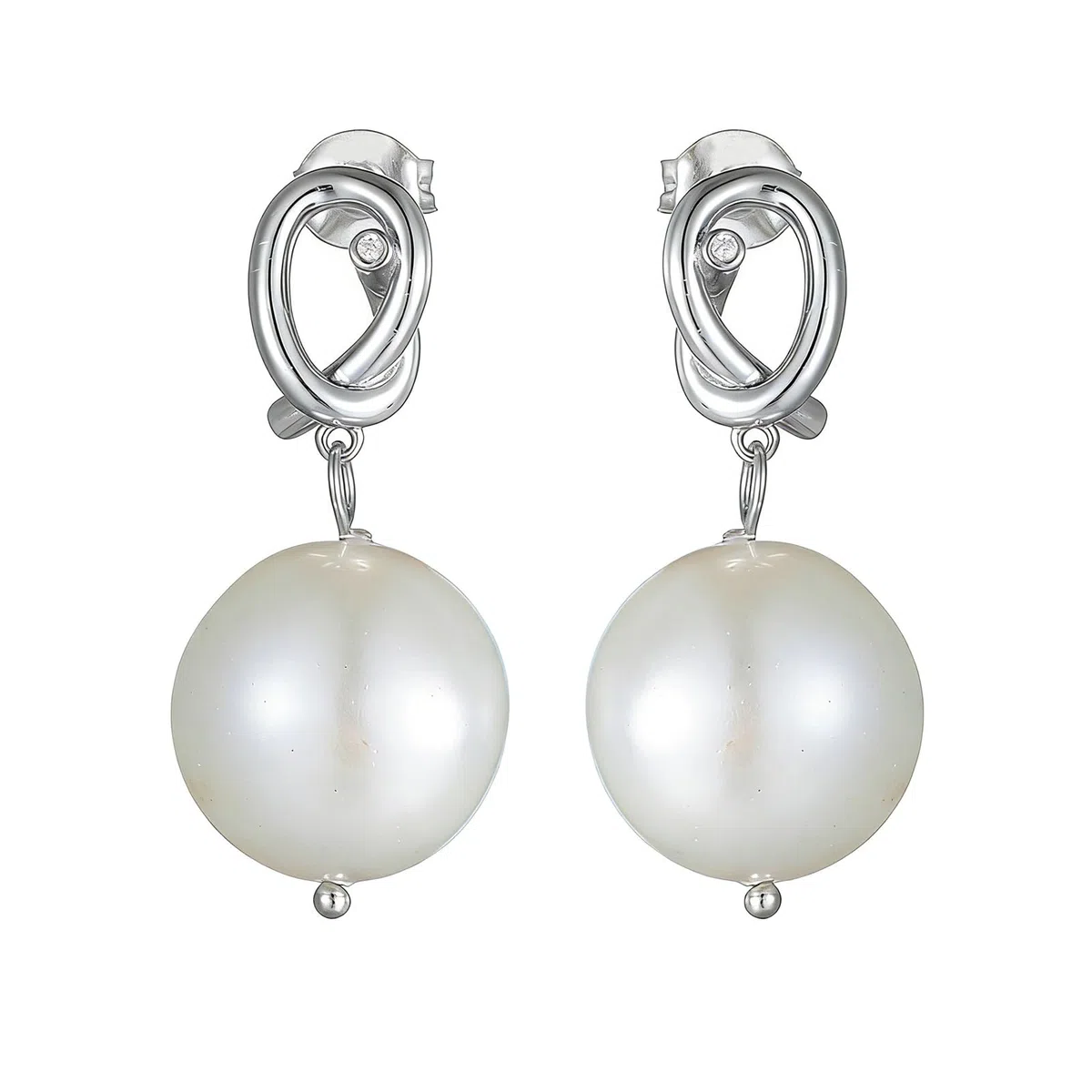 Pendientes colgantes de oro amarillo 750 585 375 de oro auténtico, pendientes para mujer, elegantes trenzados, nudos con diamantes redondos y perlas, pendientes para mujer, boda, sin níquel