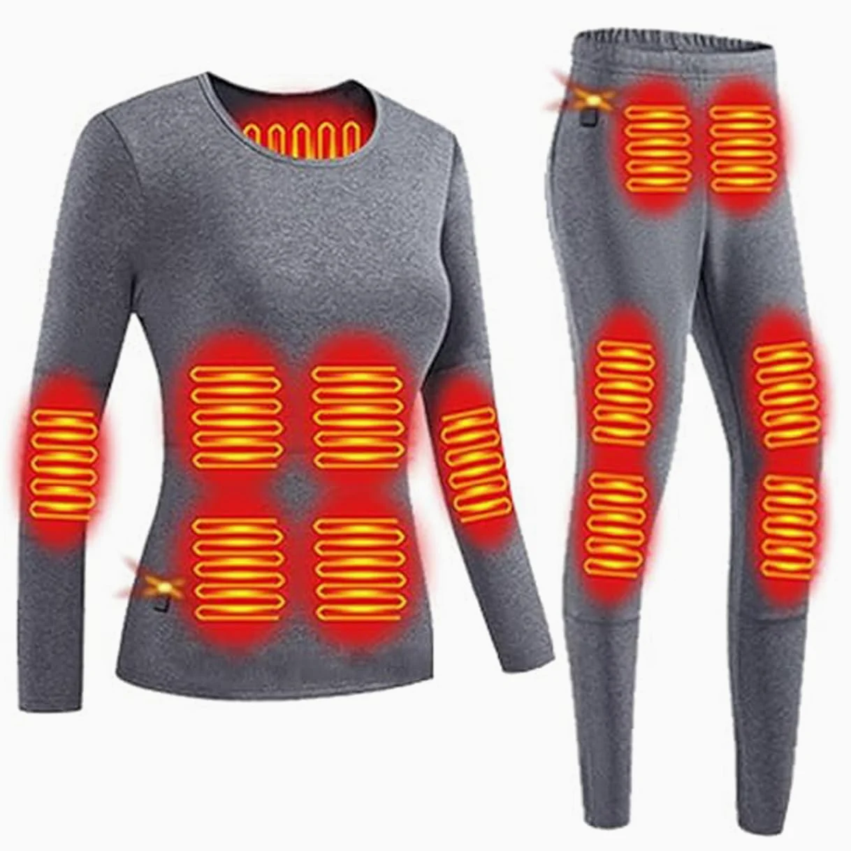 LANGWEI Ropa Interior Térmica Calefactable para Mujer, 28 Zonas De Calefacción Forro Polar Ropa Interior Térmica Eléctrica para Exteriores En Invierno