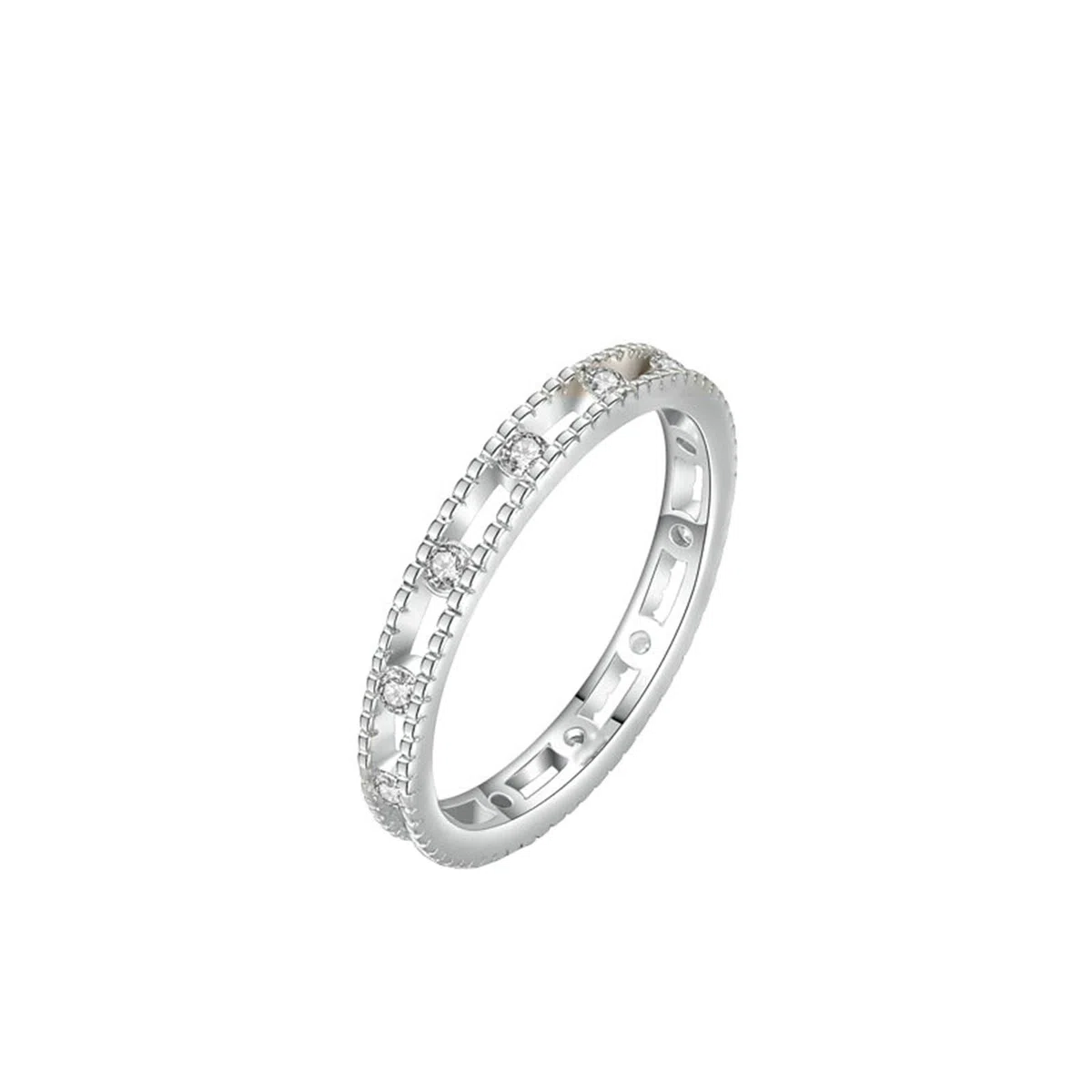 Anillo de compromiso para mujer, de diamantes reales delicados, de oro blanco de 9 K/14 K/18 K, para novia
