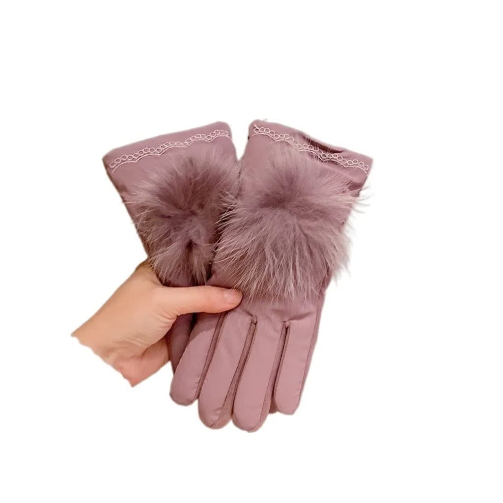 Guantes de invierno para mujer, con pantalla táctil y terciopelo para ciclismo, guantes de conducción de ciclismo al aire libre, guantes de algodón para exteriores (color: A)