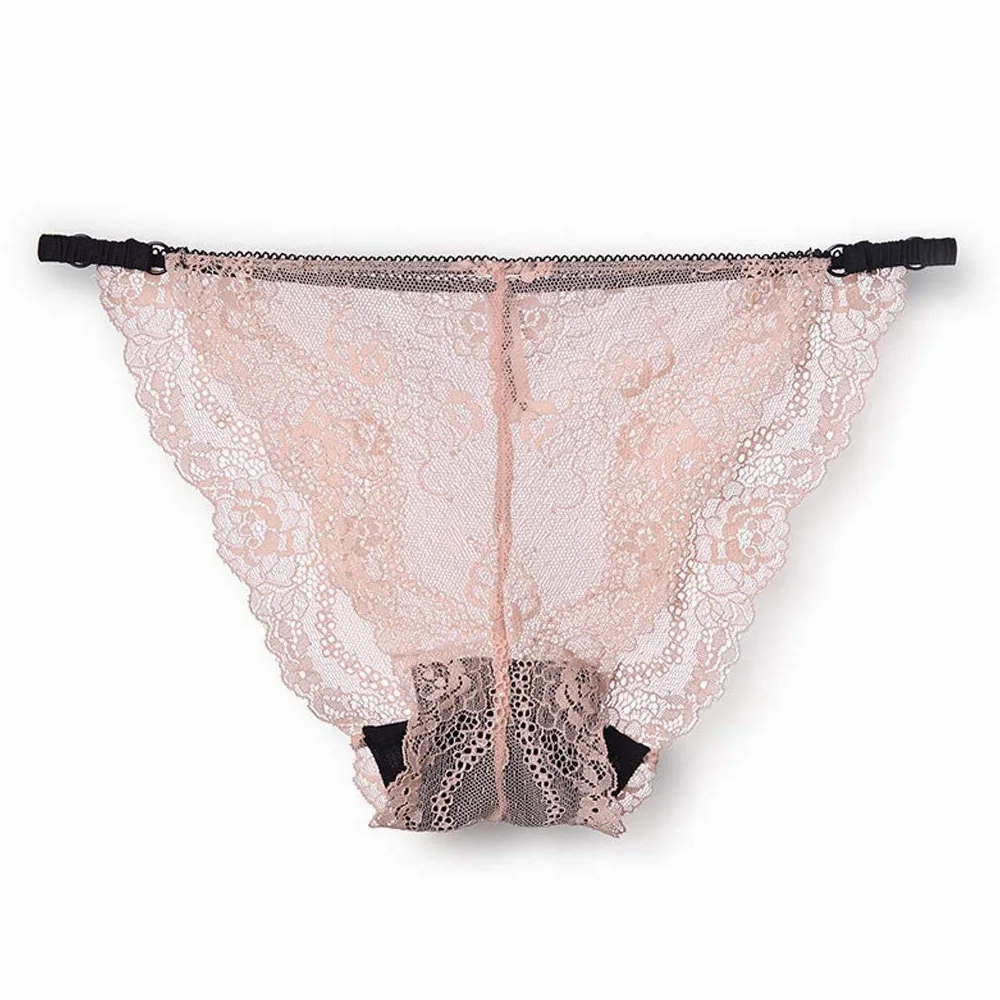 Bragas De Encaje Delgadas, Calzoncillos Sexy De Tiro Medio Blanco, Gris, Marrón, Negro, Amarillo, Rosa (Color : Pink, Size : L)
