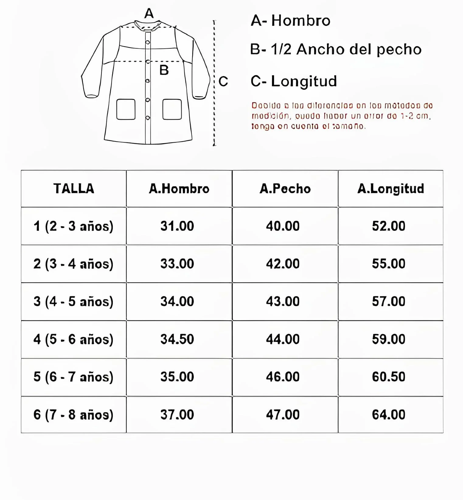 Babi Escolar Infantil Niño o Niña para Guarderia y Colegio Cuadrado con Botones