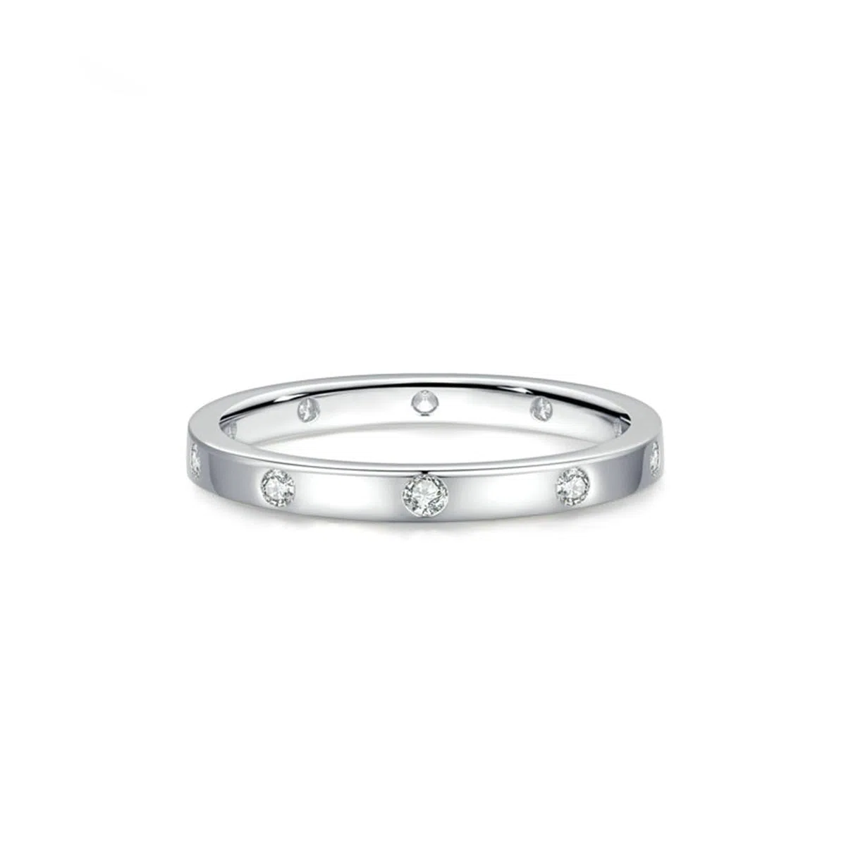 Anillos Mujeres para dedo medio, Anillos a juego Anillo apilable con Diamante Hecho en Laboratorio Plata Platino Tamaño 61 (19.4)