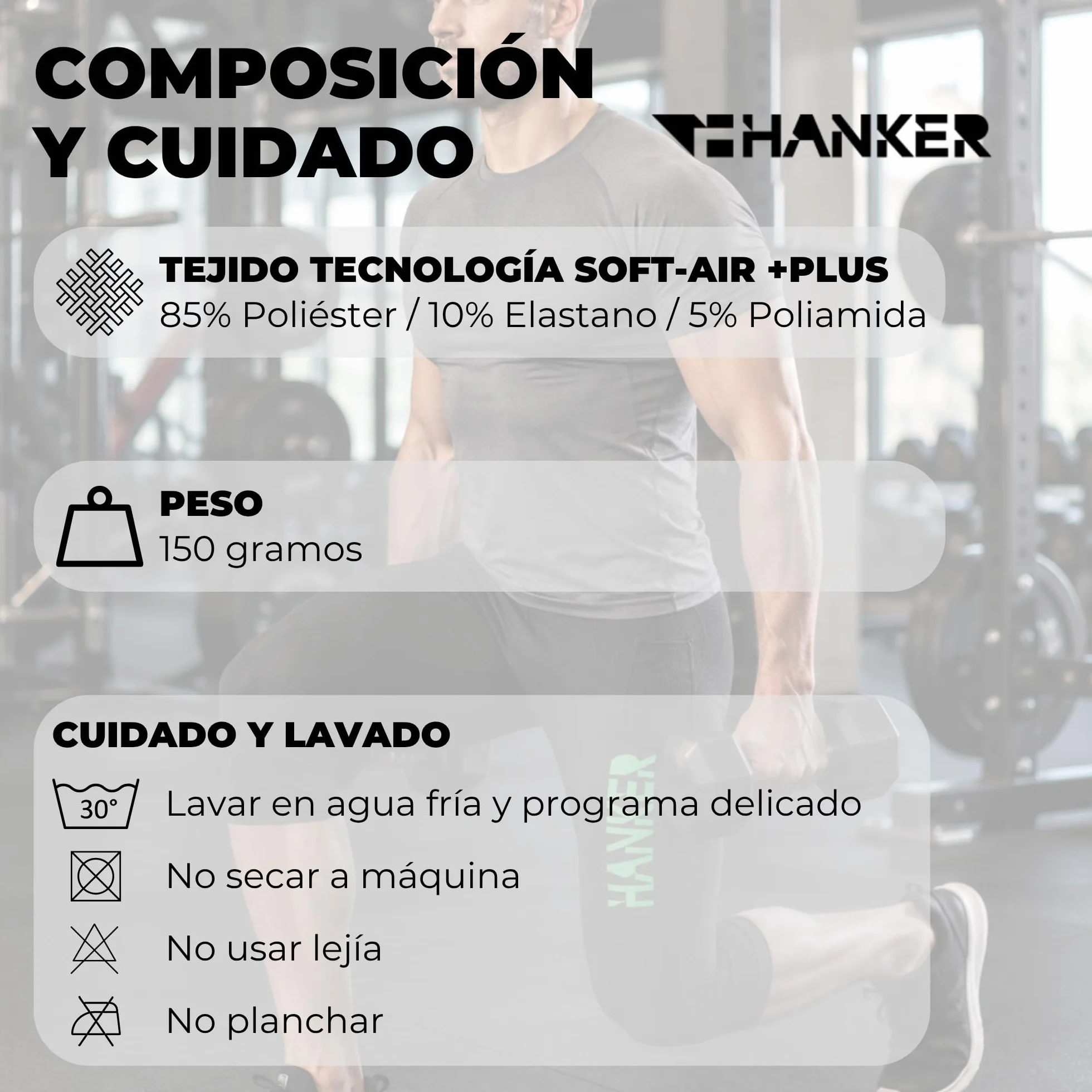 HANKER Mallas de Compresión 3/4 Hombre Running Trail Fitness Bolsillos Grandes Costuras Planas