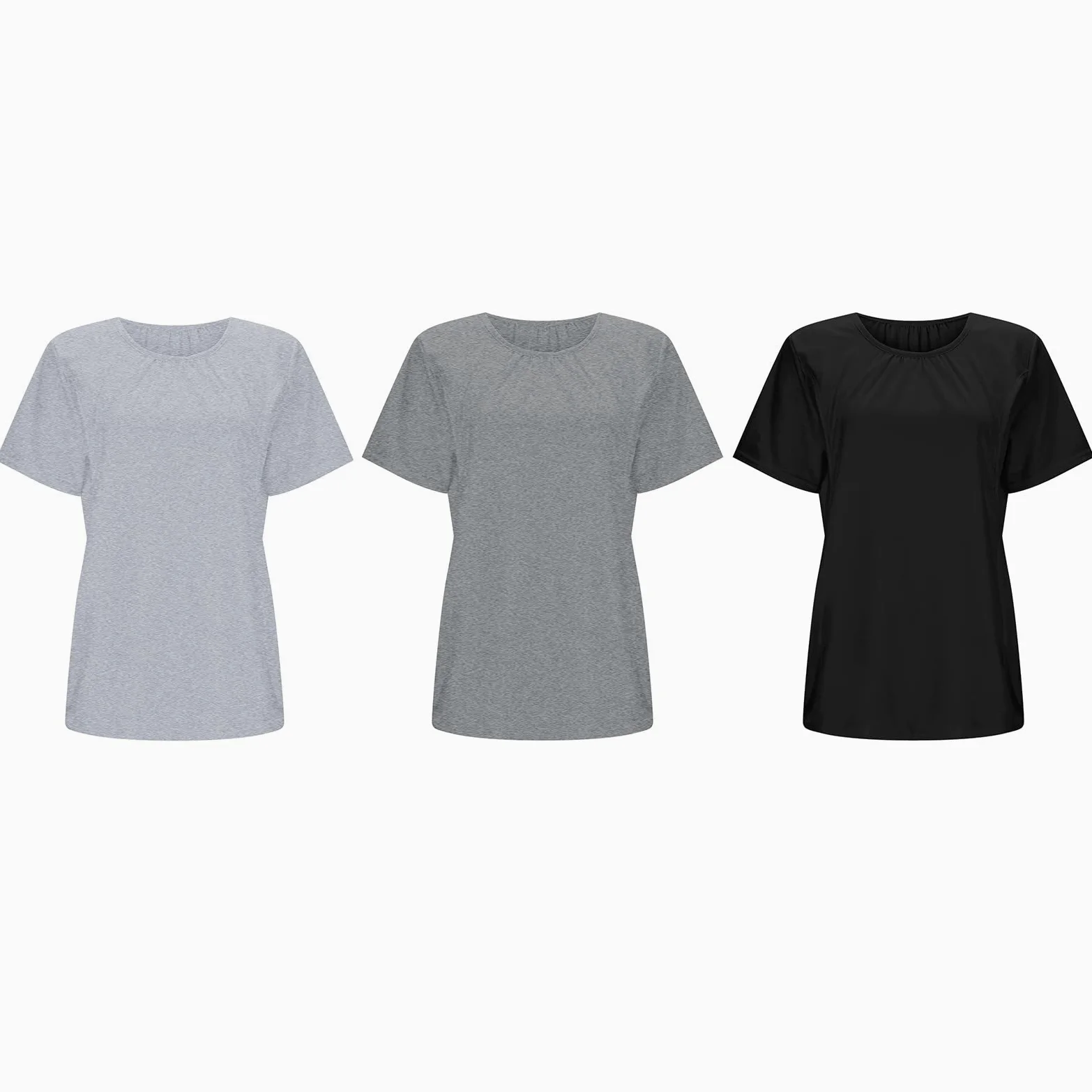 Top de maternidad para mujer, informal, manga corta, fruncido lateral, cuello redondo, chaleco básico de lactancia materna para maternidad, 3 unidades