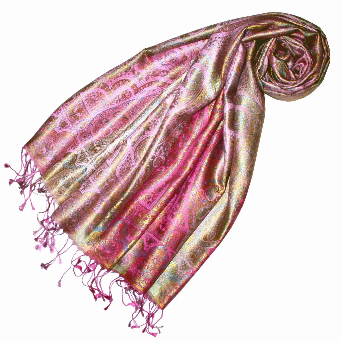 Lorenzo Cana Luxus Pashmina 78655 - Bufanda Cabeza Cuello para Mujer, Tejido de Jacquard, 100% Seda, Estampado de Cachemira, Pañuelo de Seda, Tonos Pastel