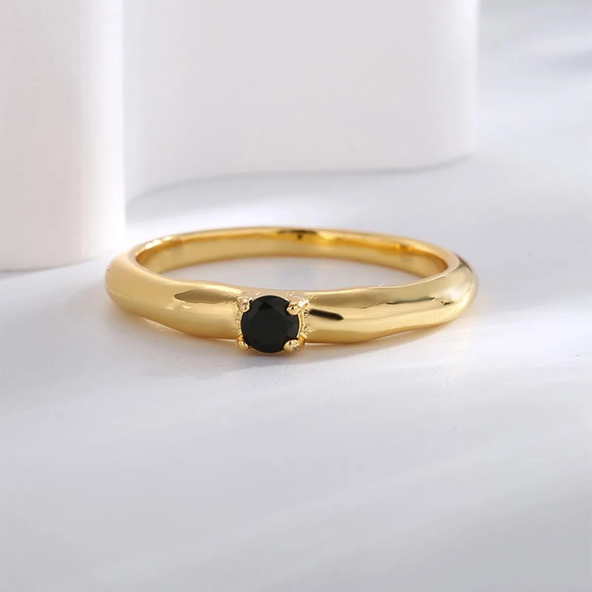 Anillos Oro, Anillos Mujer Ágata Solitario Oro Amarillo de 9K/14K/18K para Esposa Madre
