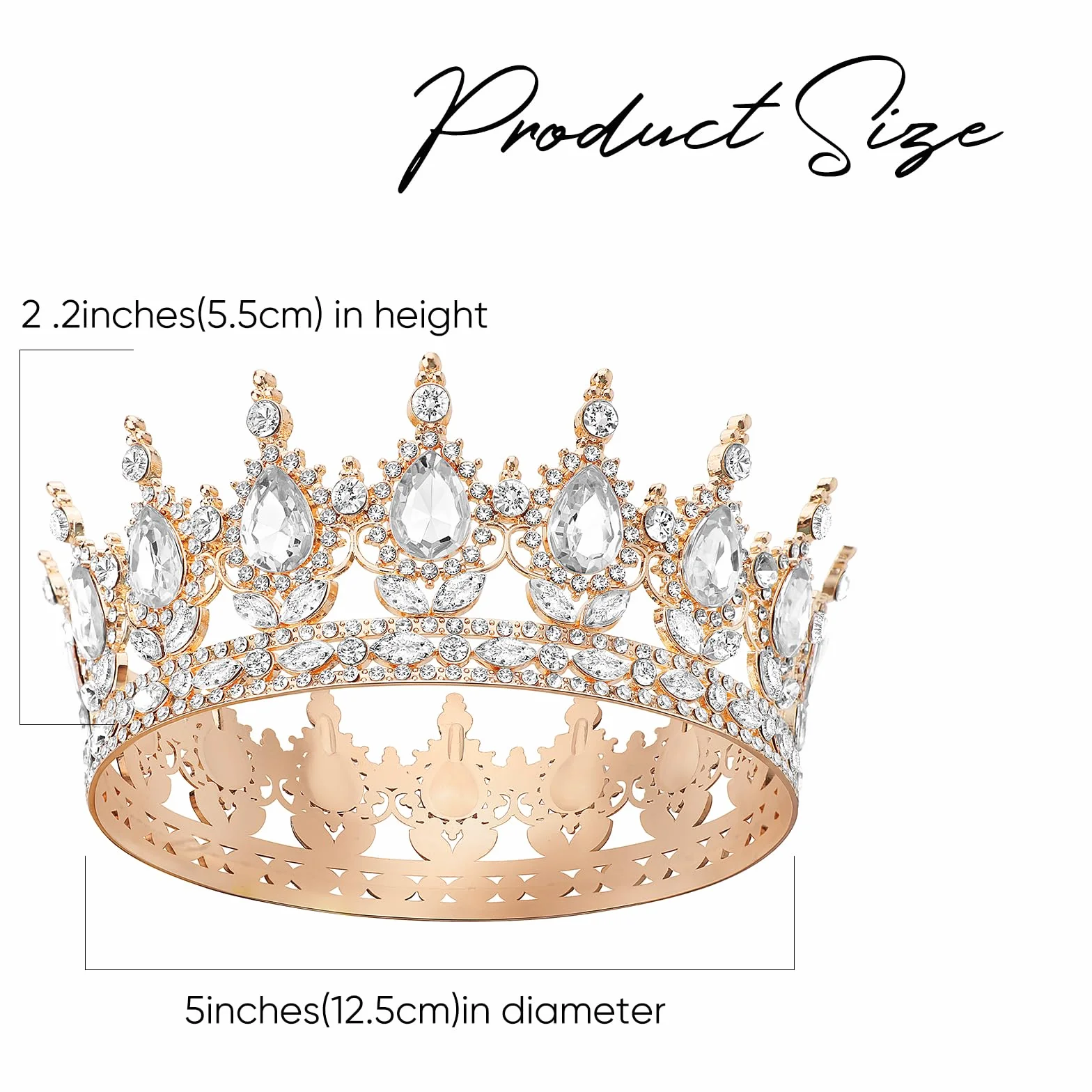 Tiara Redonda Corona de Cristal Diamantes de Imitación Brillantes para Mujeres Boda DRESHOW