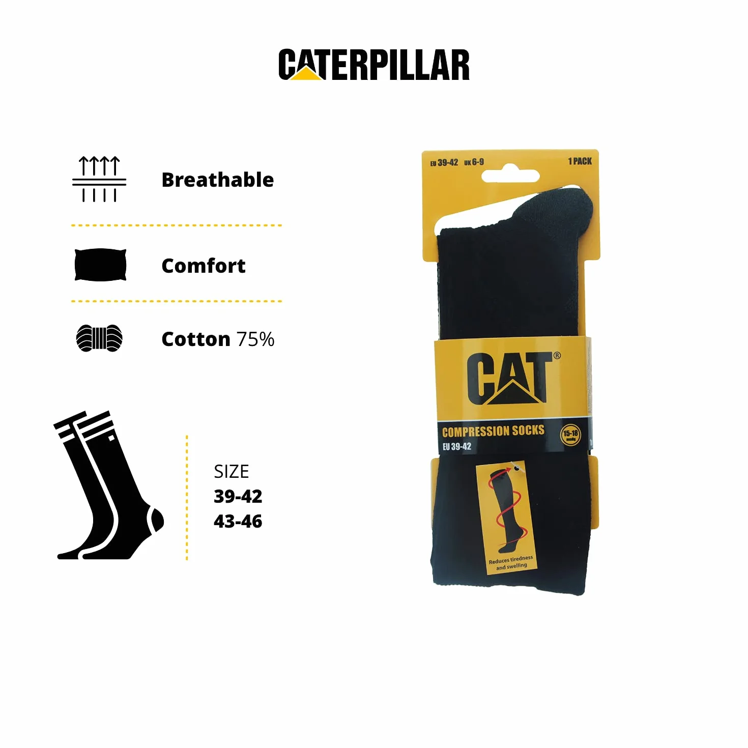 Caterpillar Calcetines largos compresión graduada para hombre