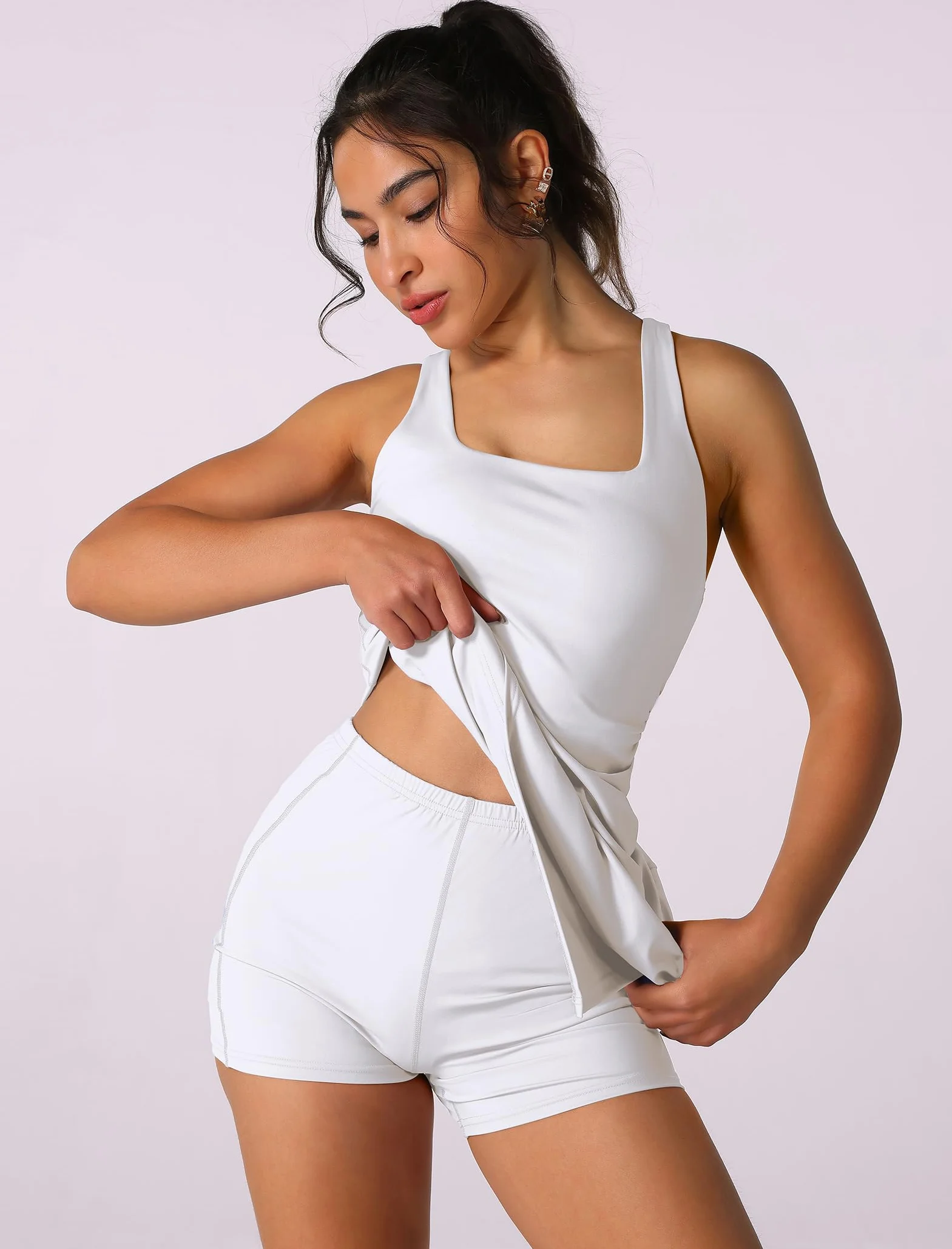 Vestido de tenis para mujer con sujetador sin mangas IDOPIP