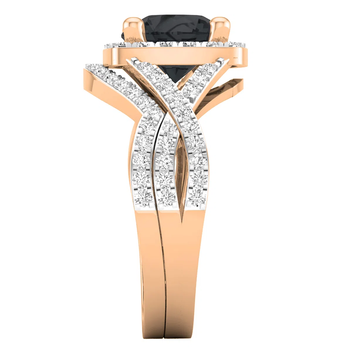 DazzlingRock Collection 14 quilates oro rosa redonda Black White diamanre negro