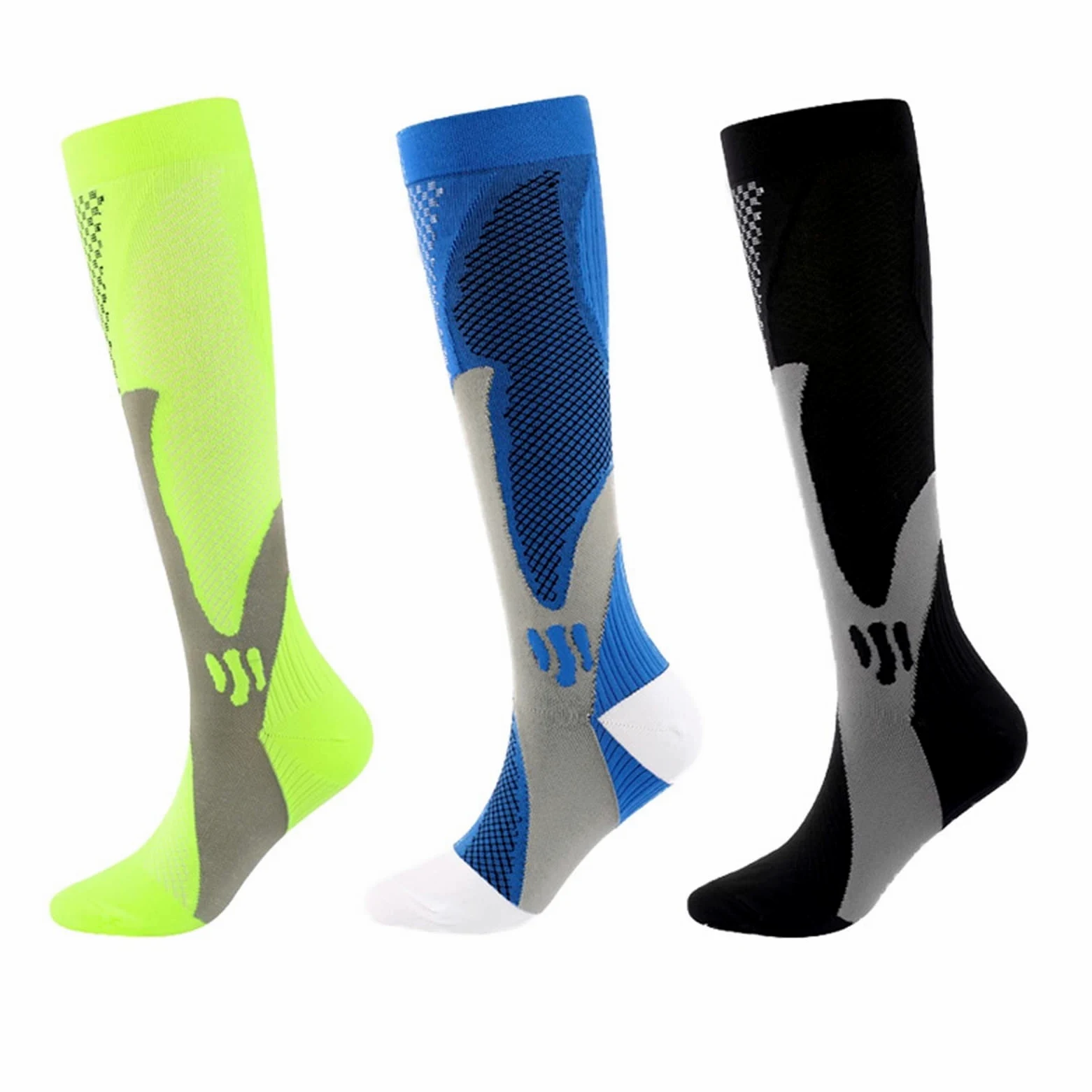 3 Pares/Conjunto de Calcetines de Ciclismo de compresión almacenaje Deportes al Aire Libre Corriendo Calcetines de Senderismo
