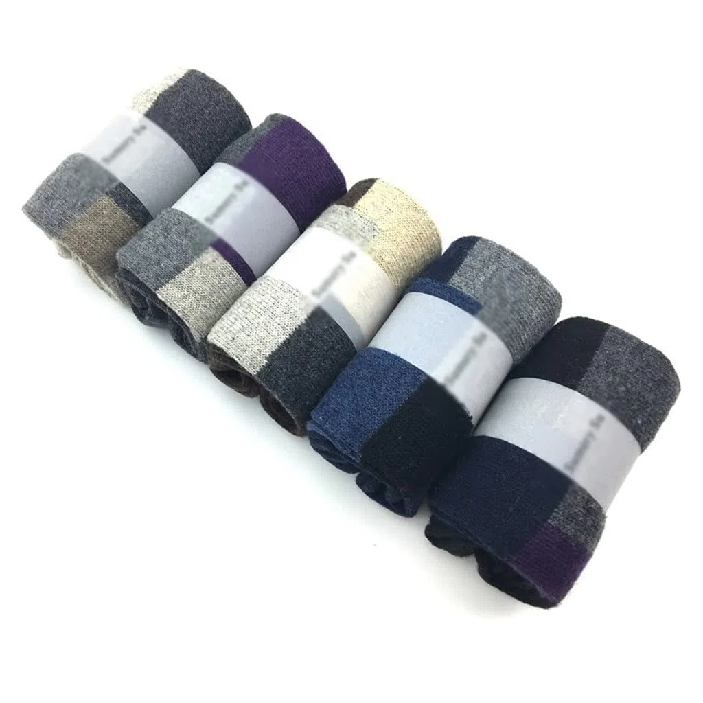 5 Pares/Lote Calcetines de Lana Masculino Invierno Casillería Cashmere Transpirable Calcetines Informales for Hombre Calcetines de Regalo (Color: A Tamaño: Un tamaño)