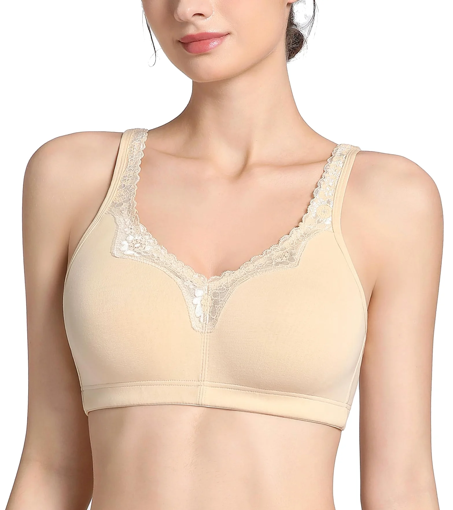 Lemorosy Brasier reductor de algodón sin relleno para mujer, talla grande, sin varillas, cómodo para uso diario