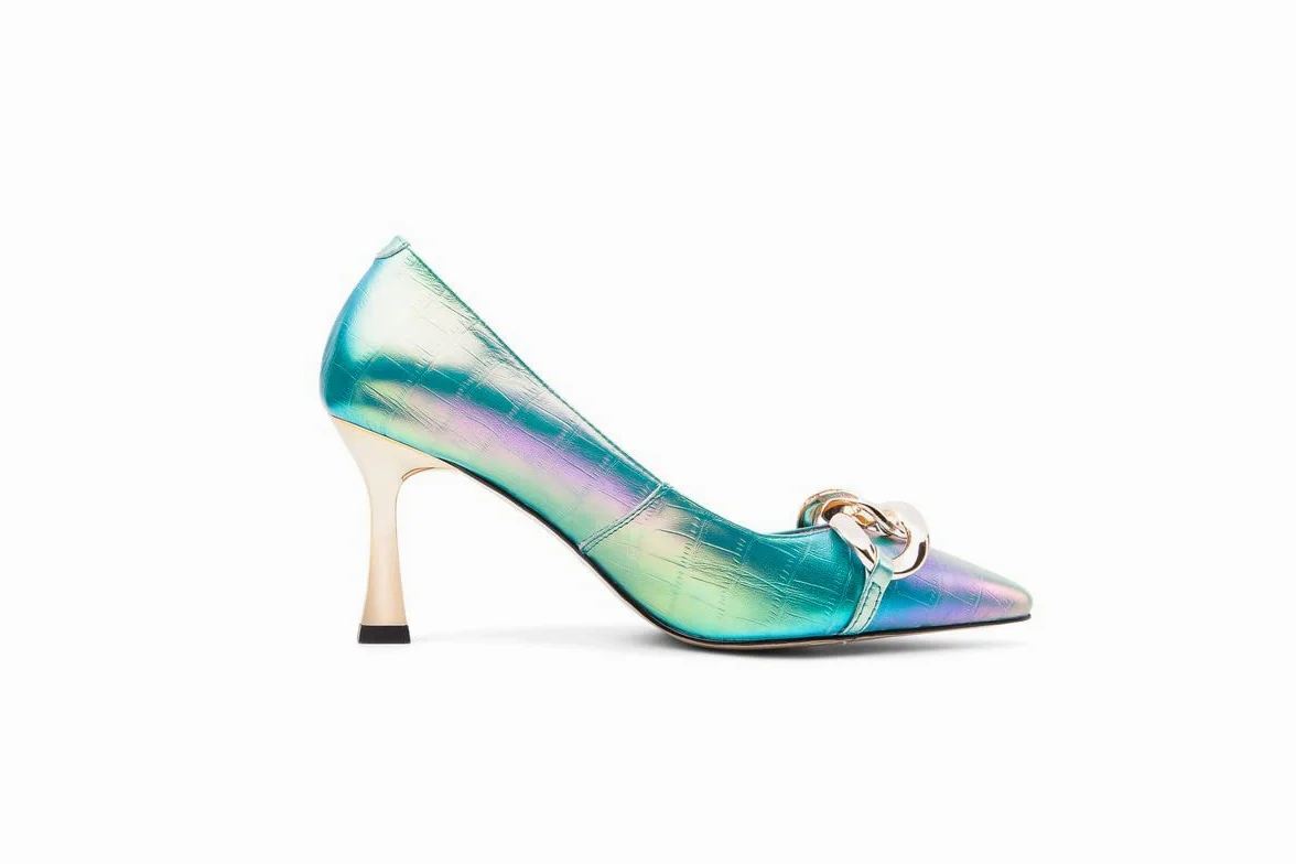 Zapatos de mujer de piel auténtica con puntera puntiaguda, tacón de aguja con tacón alto de 2.95 pulgadas, hechos a mano, zapatos de negocios para mujer, talla grande w9033s